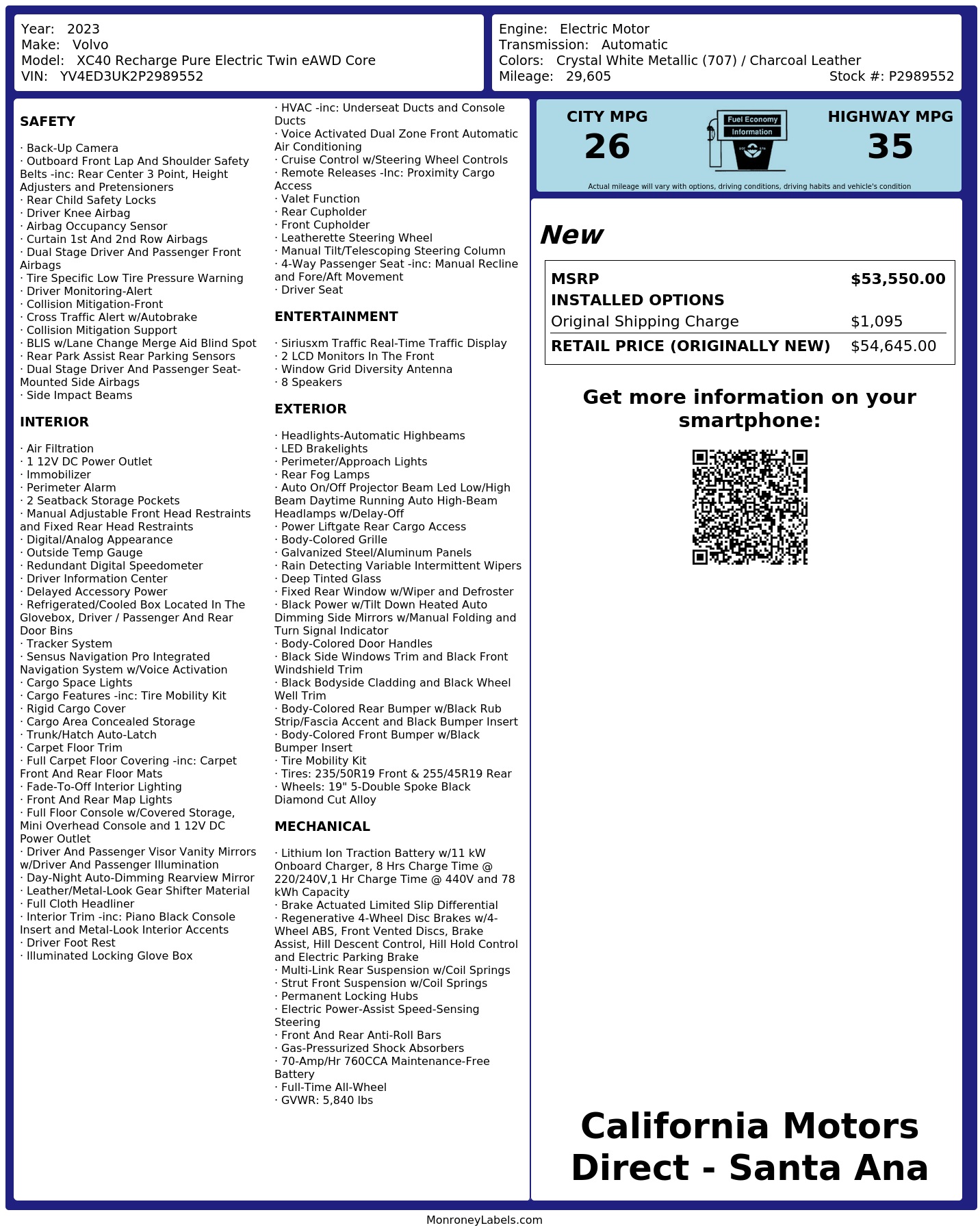 Monroney Label