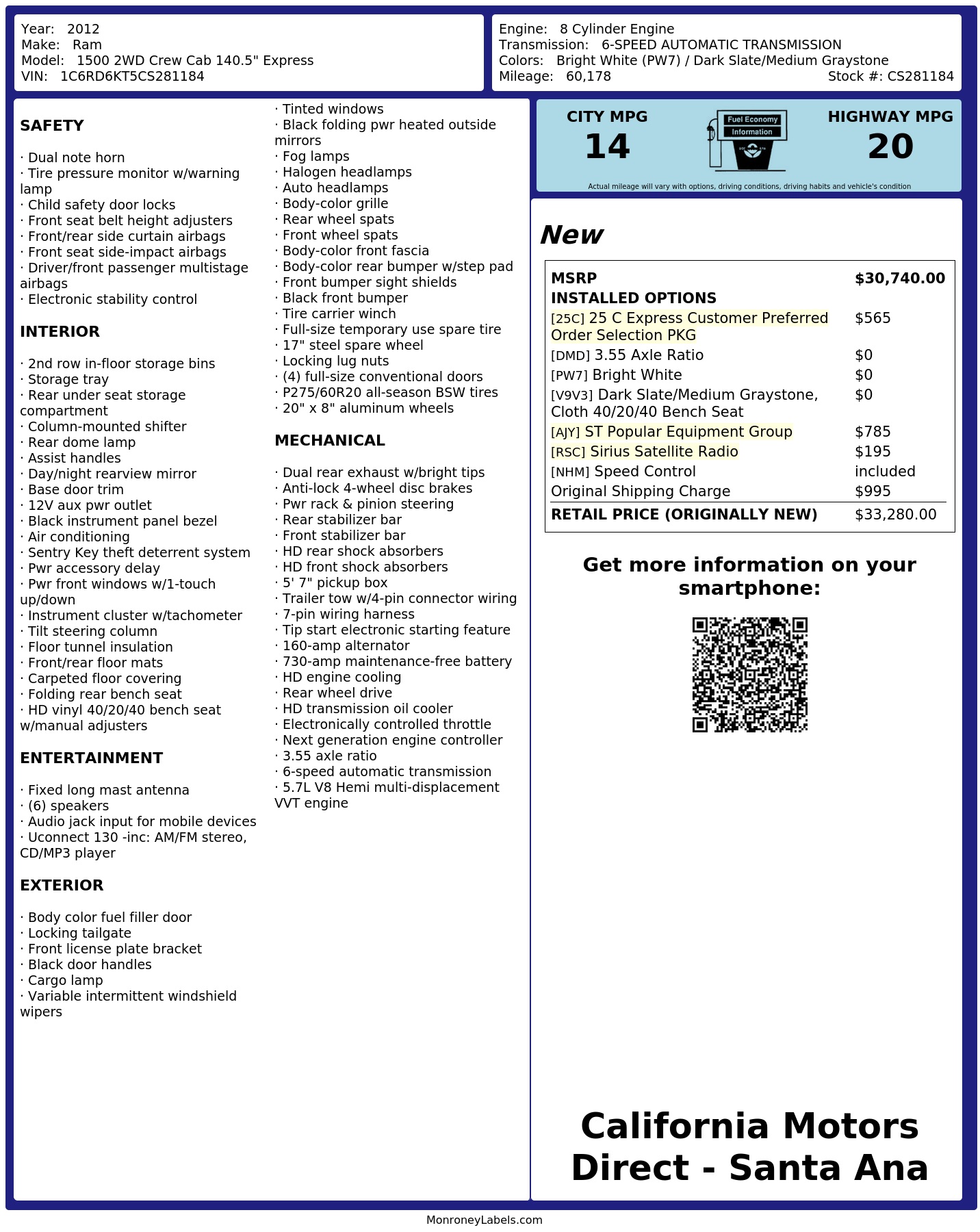 Monroney Label