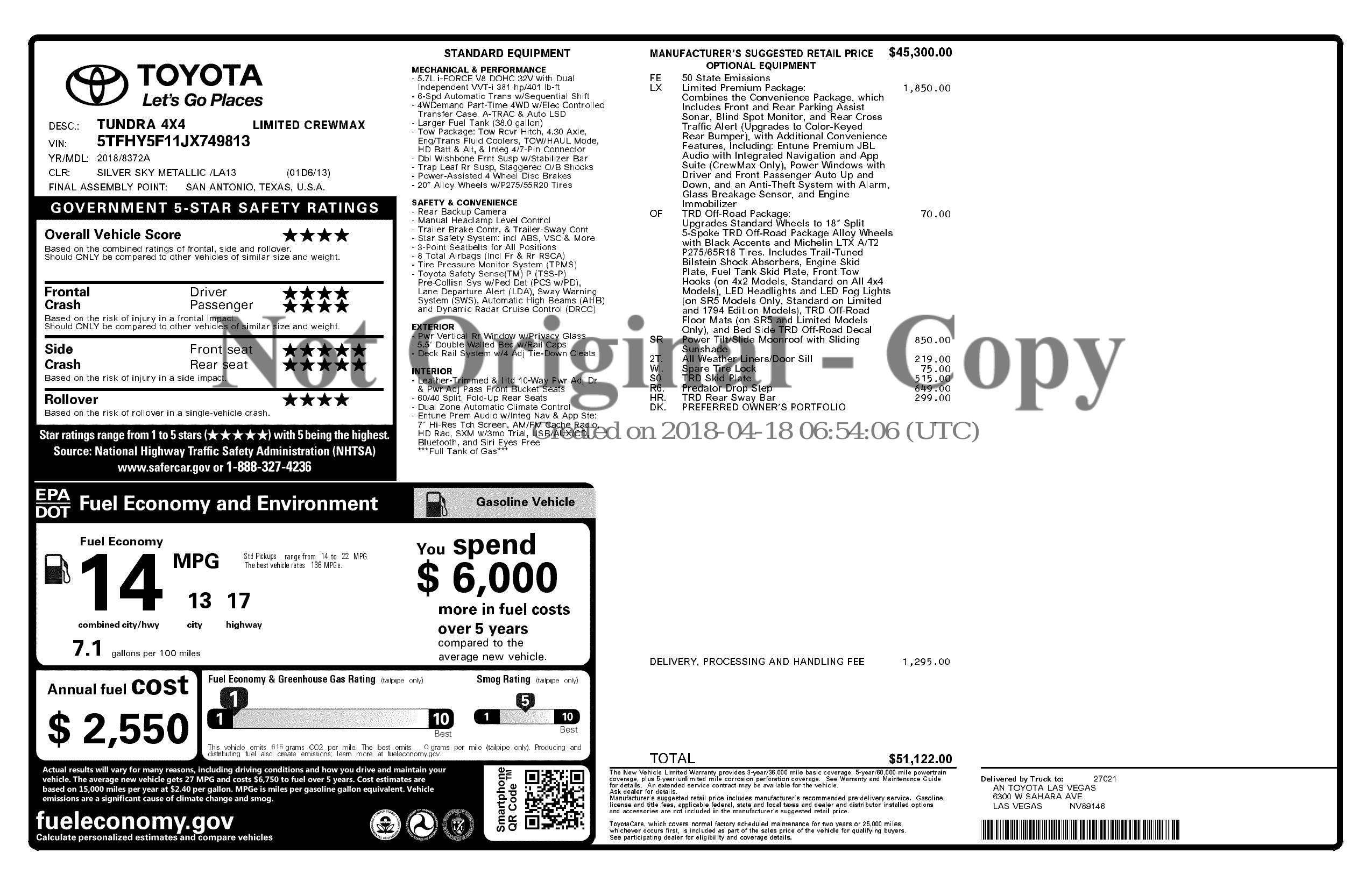 Monroney Label