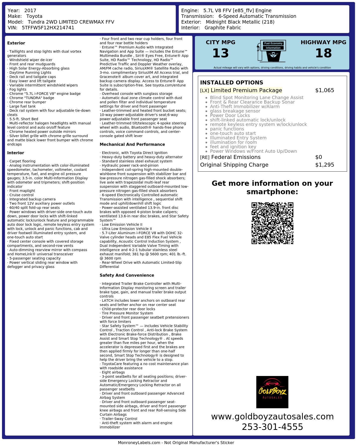 Monroney Label