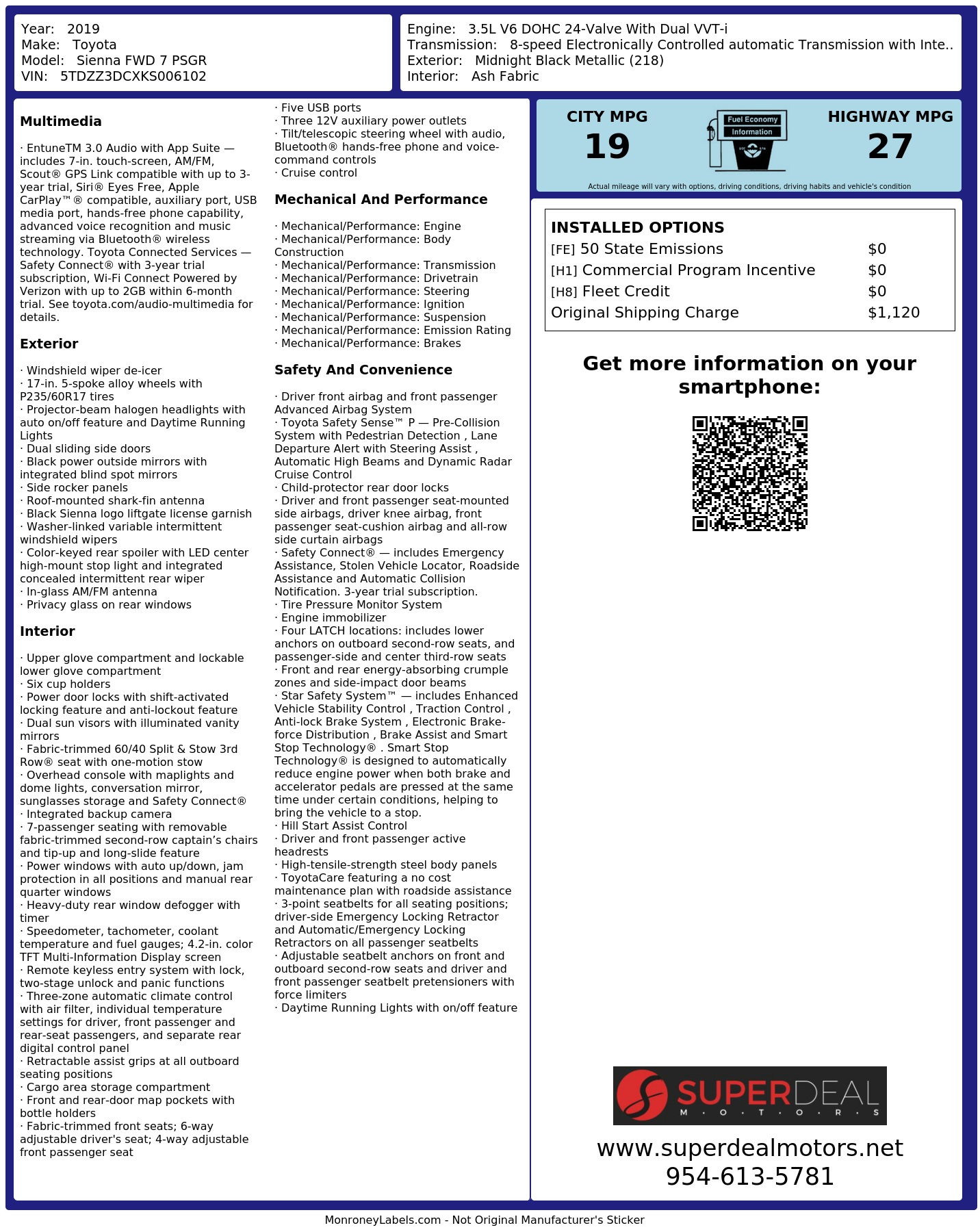 Monroney Label