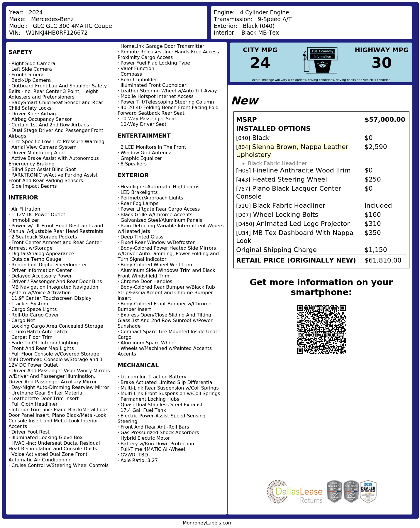 Monroney Label
