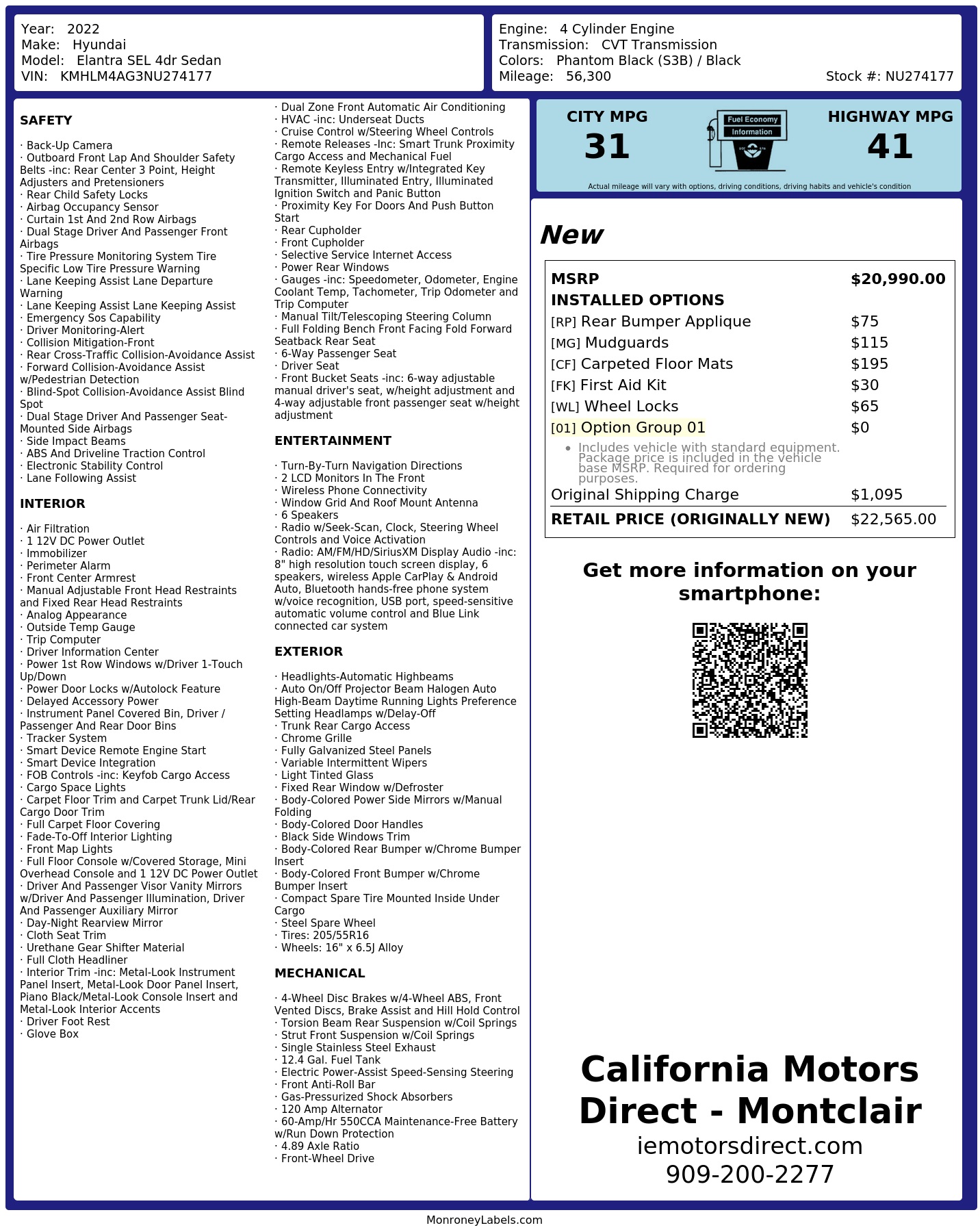 Monroney Label