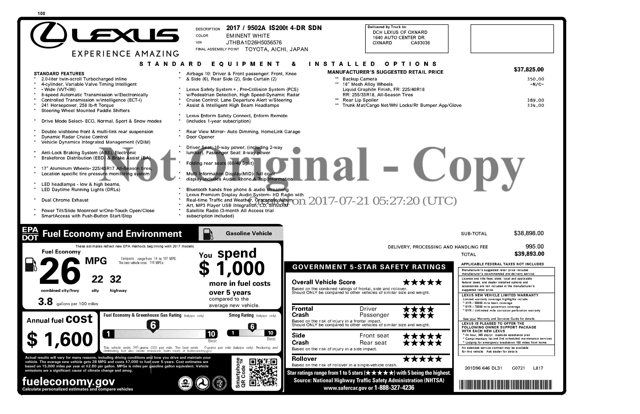 Monroney Label