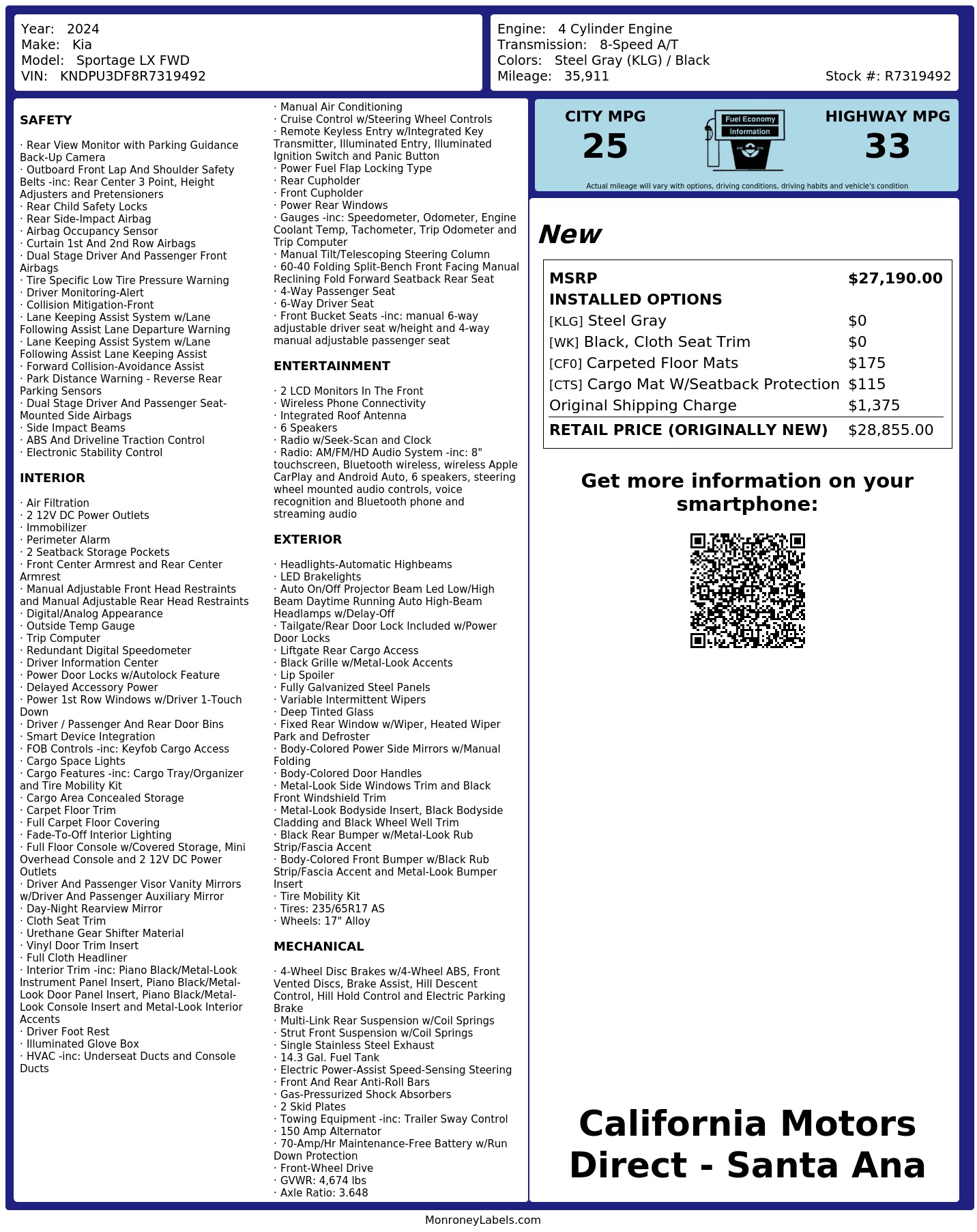 Monroney Label