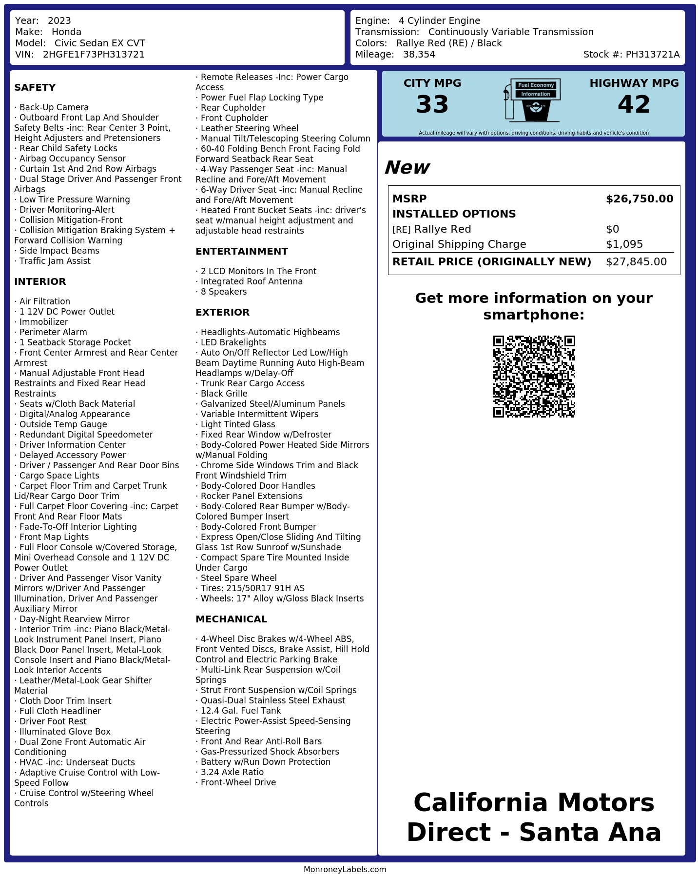 Monroney Label