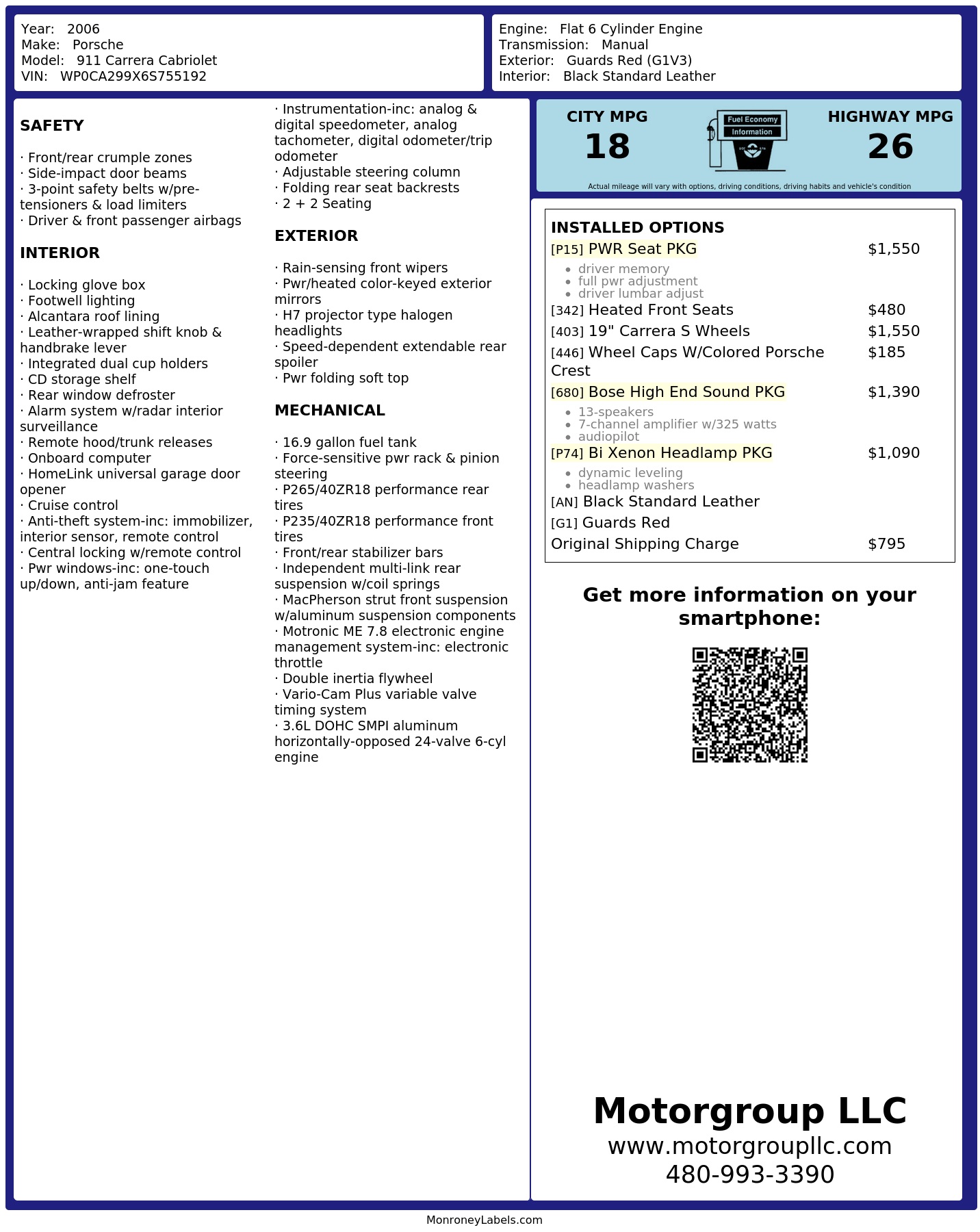 Monroney Label