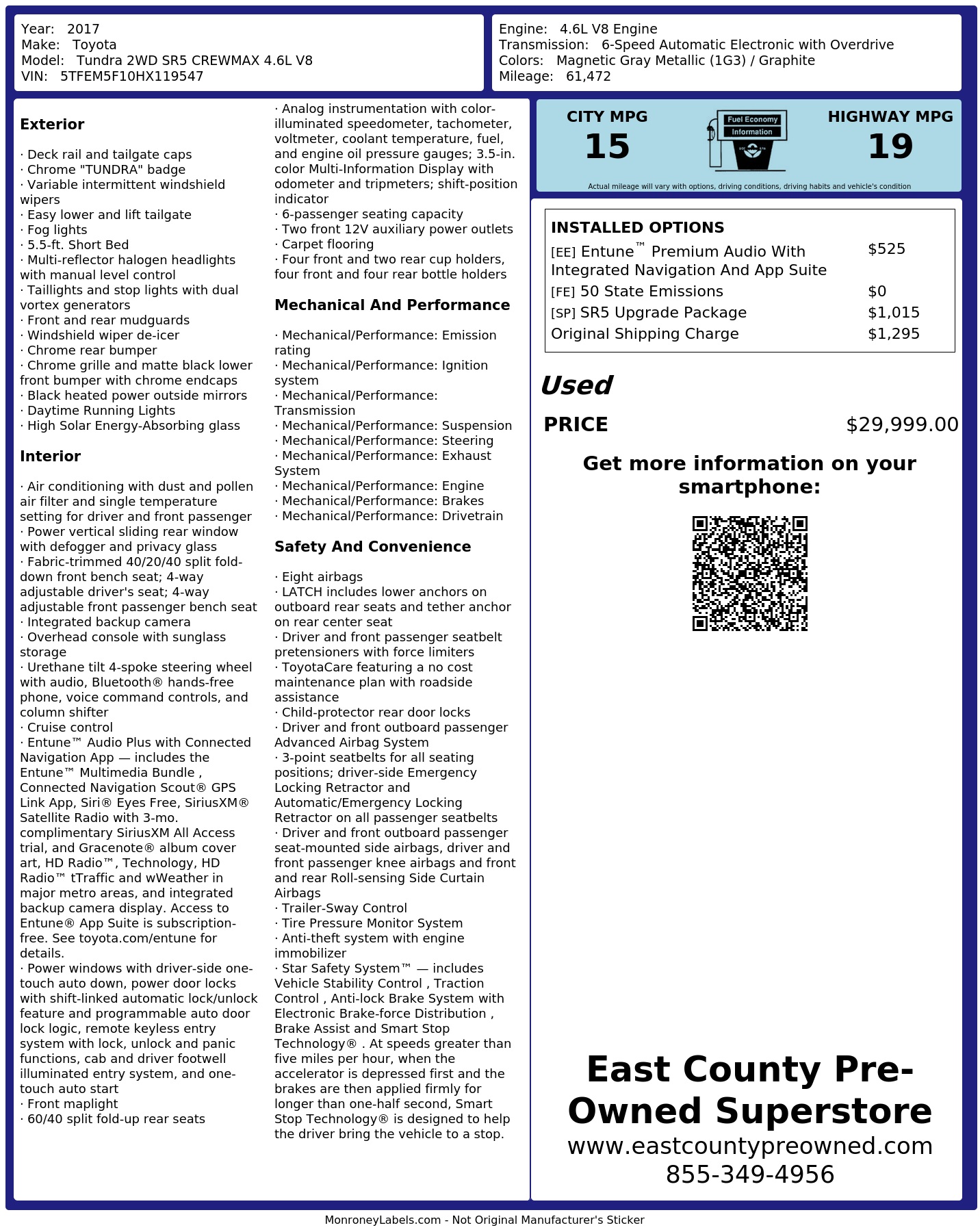 Monroney Label