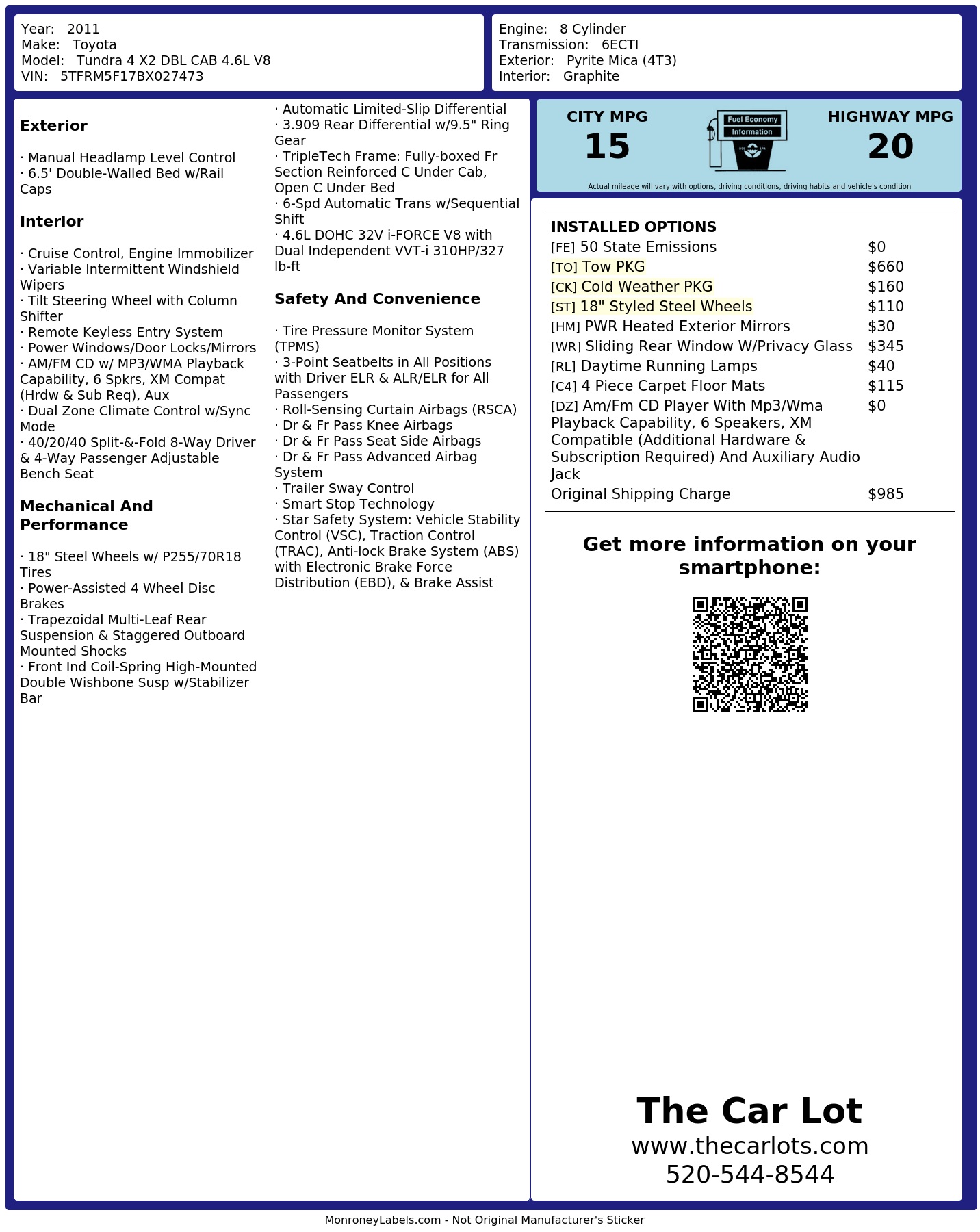 Monroney Label