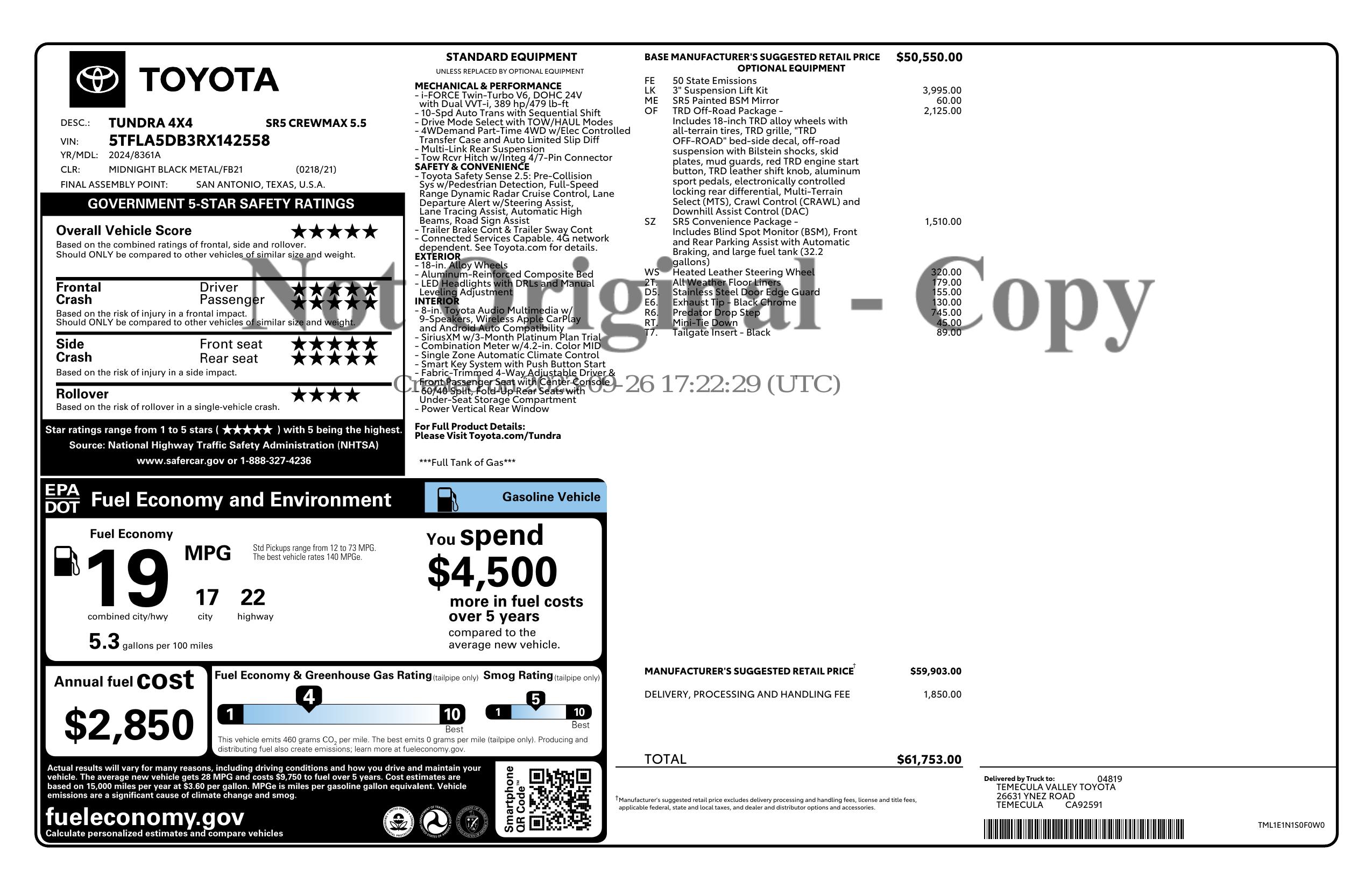 Monroney Label