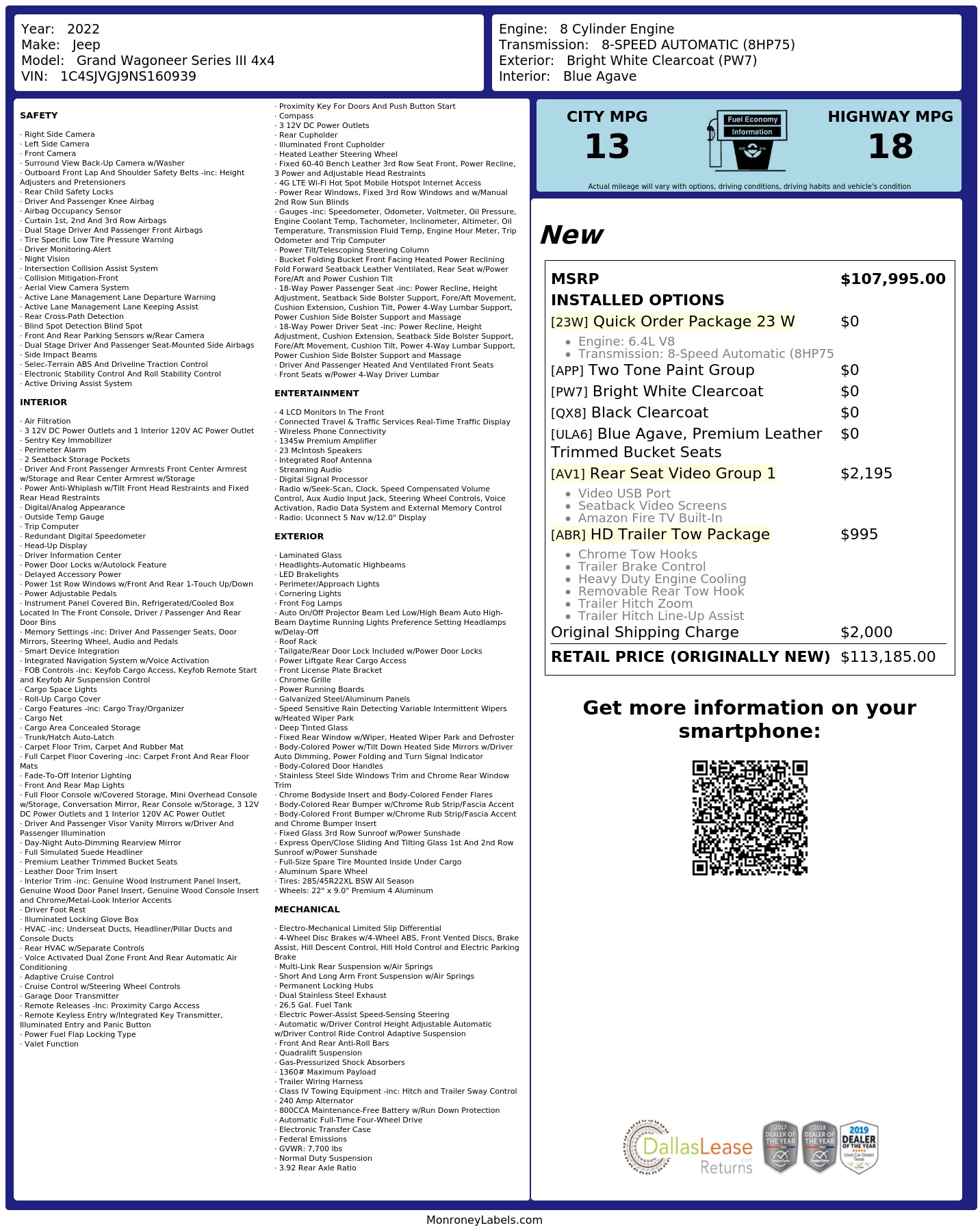 Monroney Label