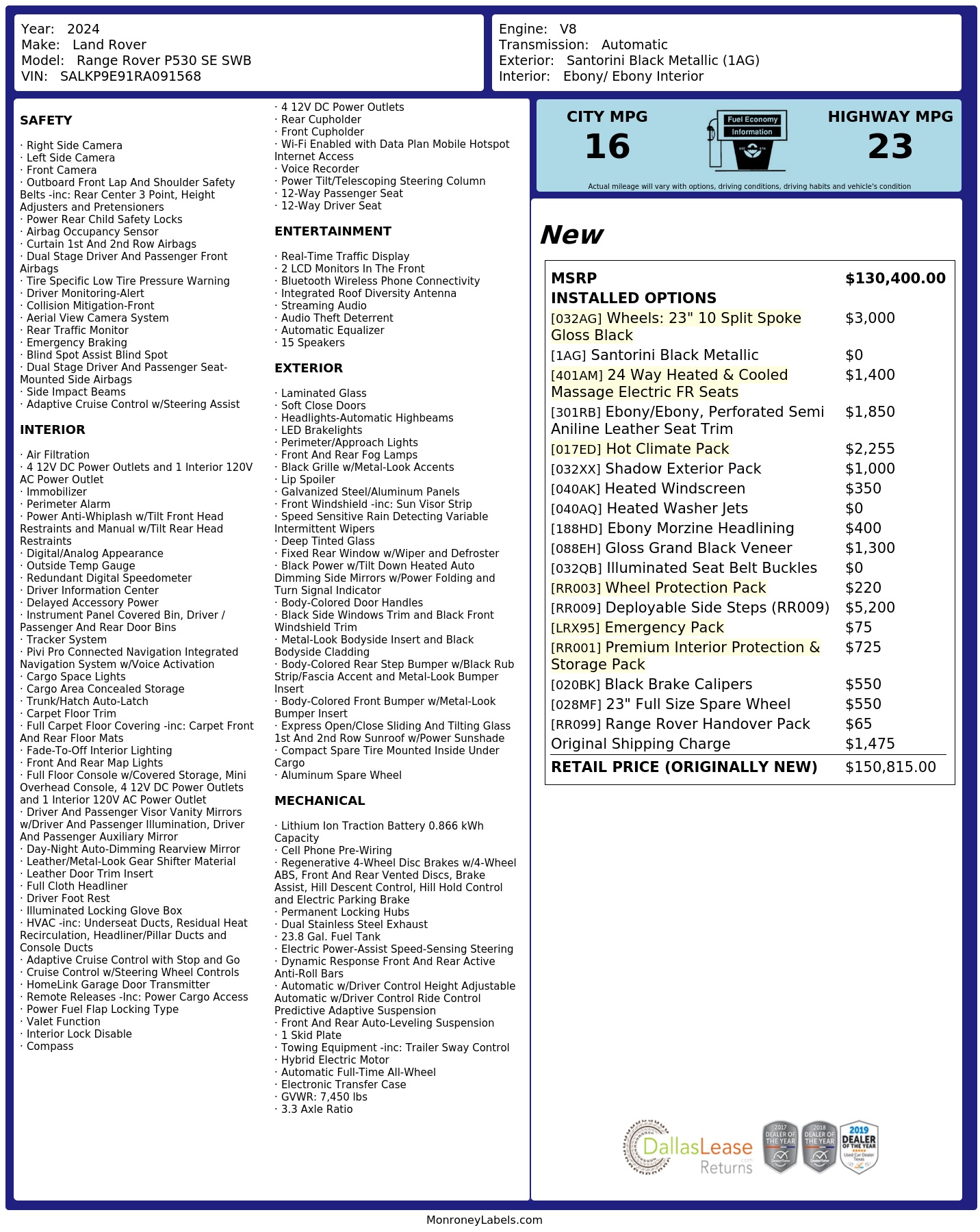 Monroney Label