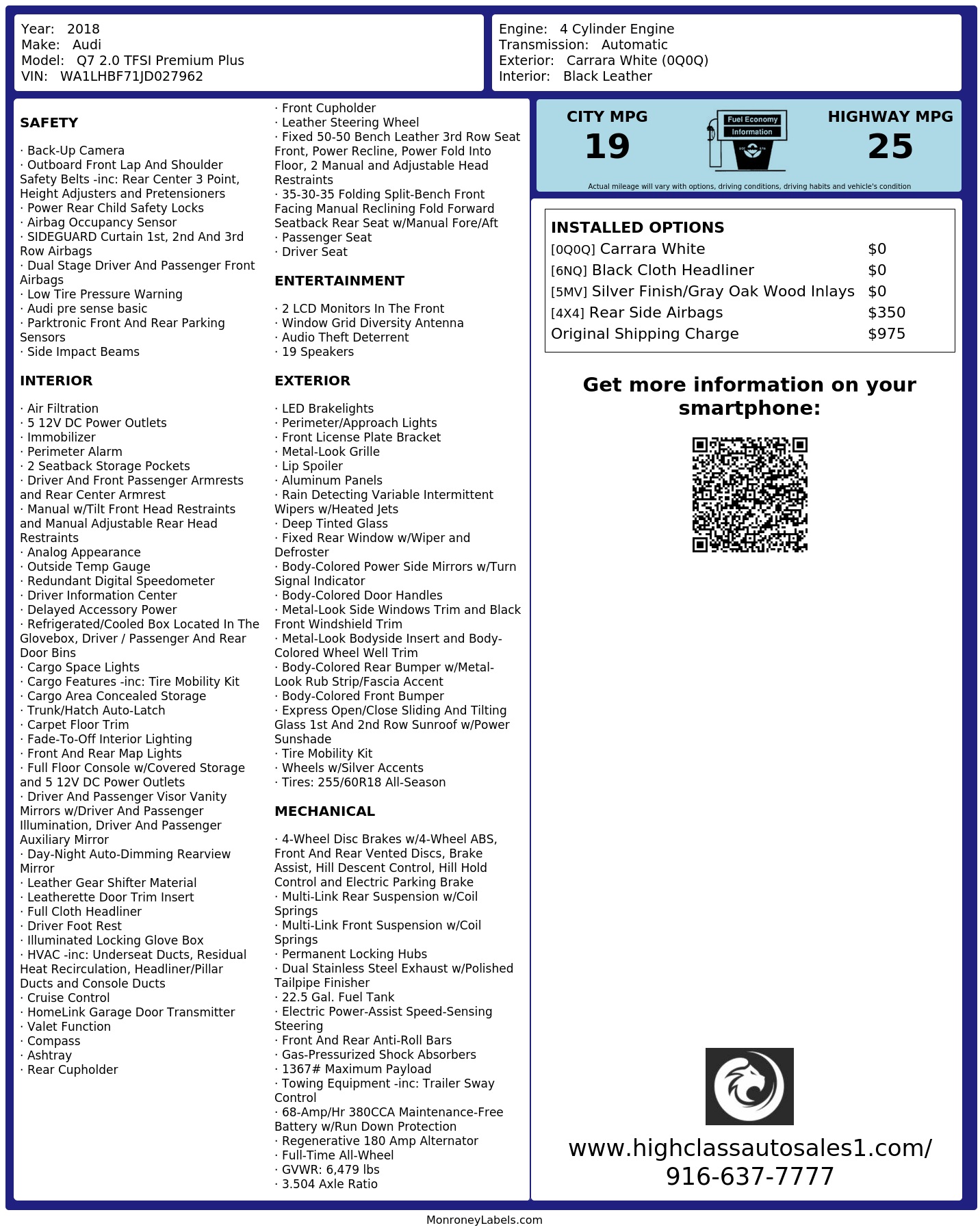 Monroney Label
