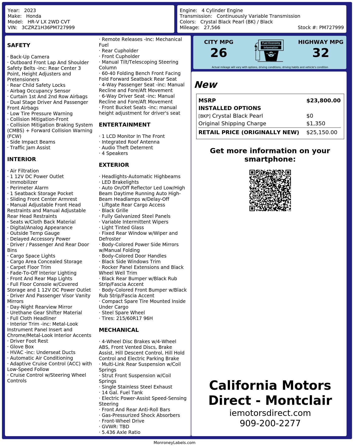 Monroney Label