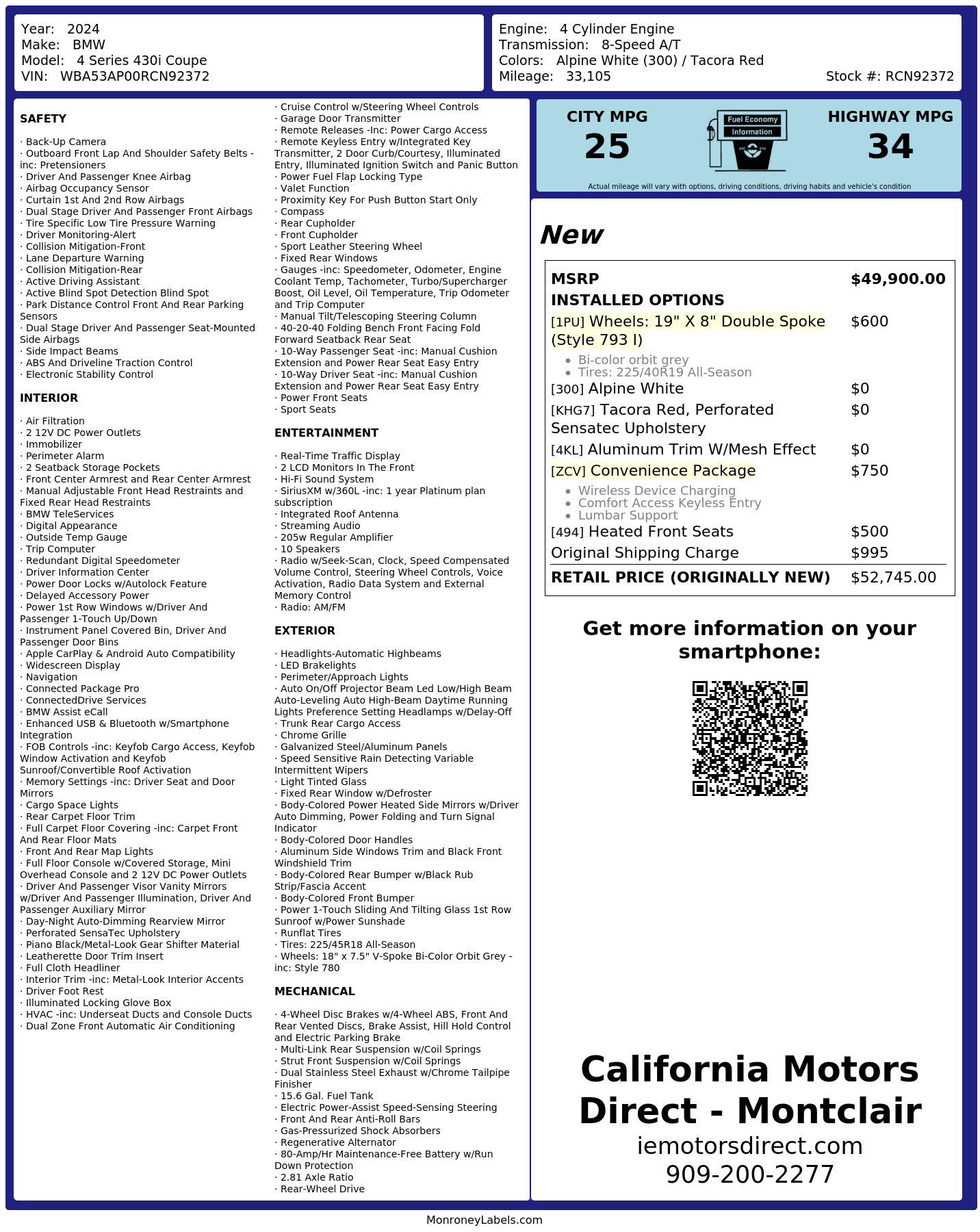 Monroney Label