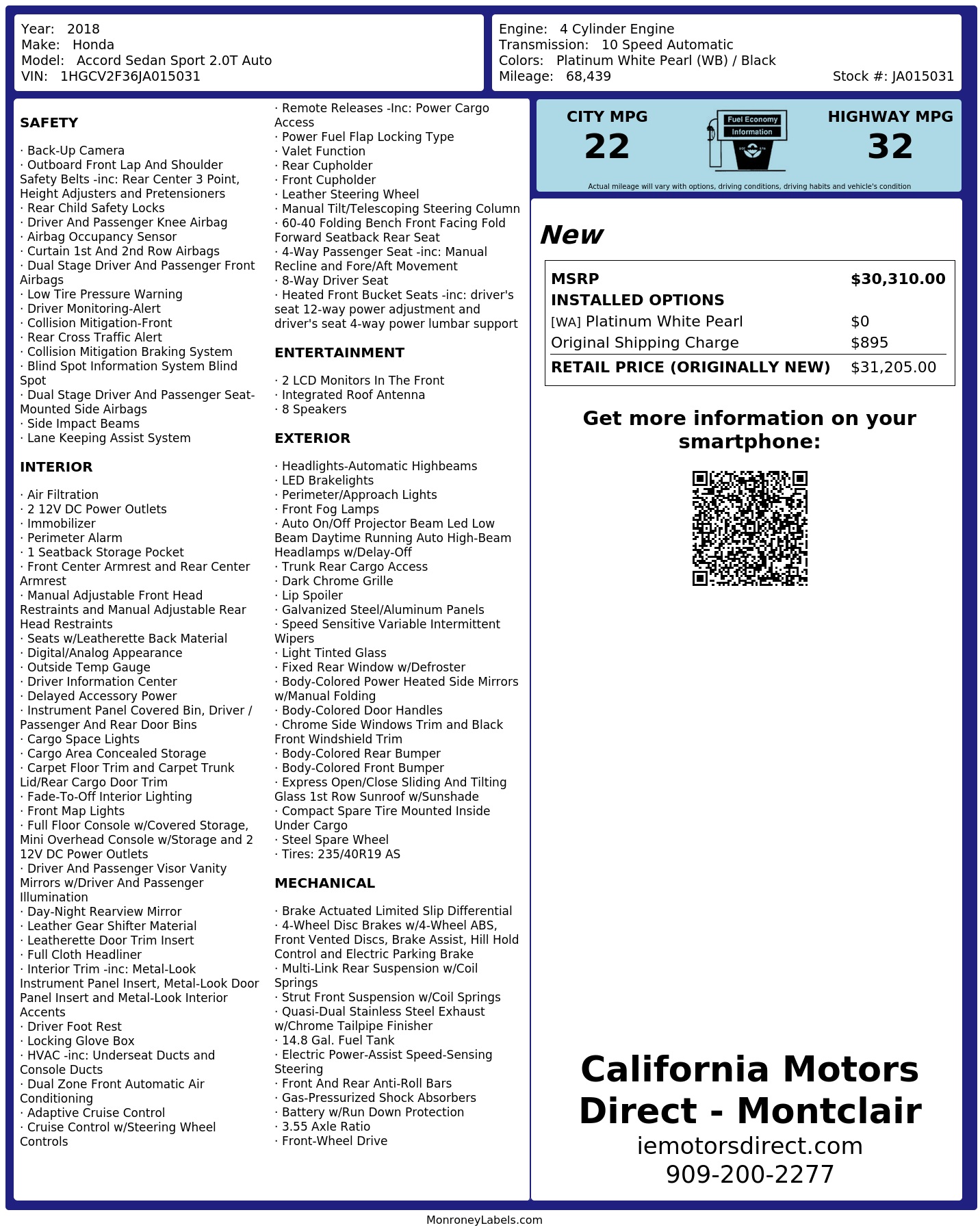 Monroney Label