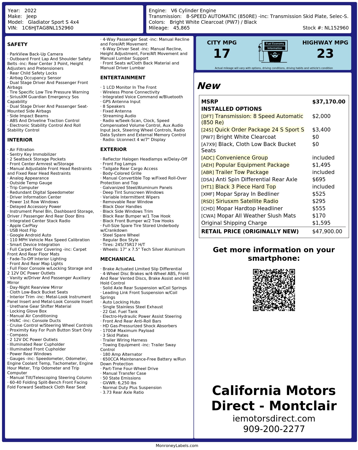 Monroney Label