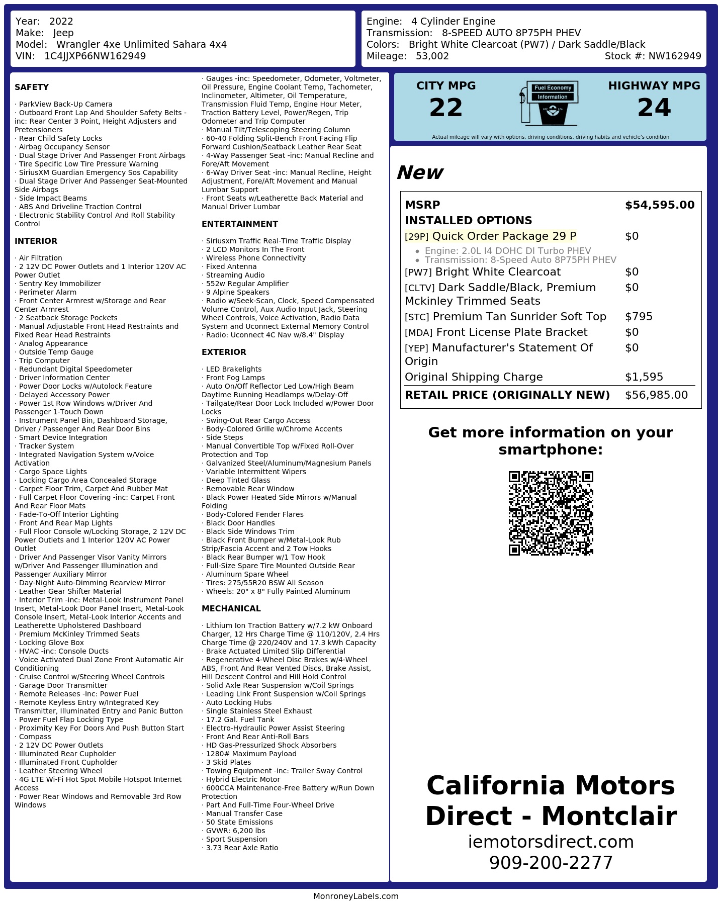 Monroney Label