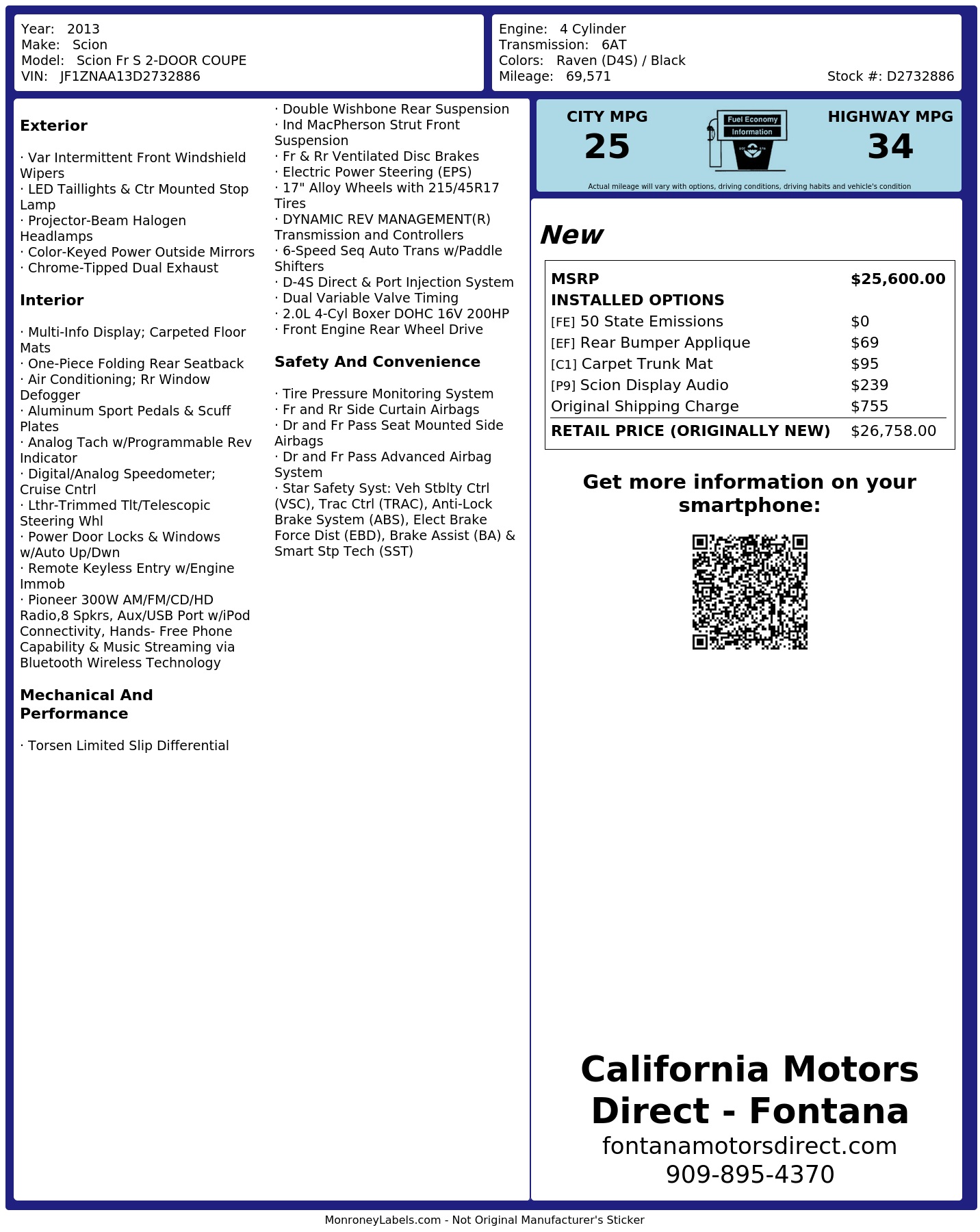 Monroney Label