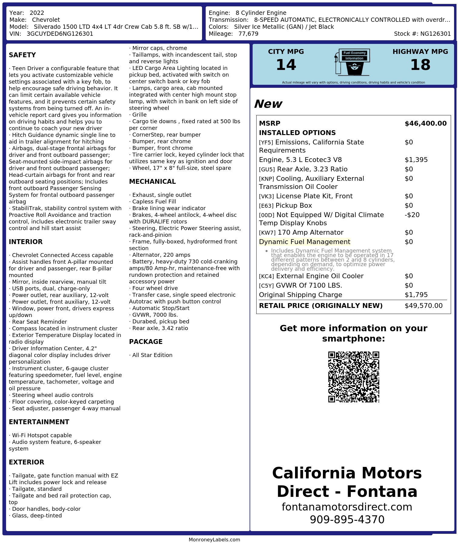 Monroney Label