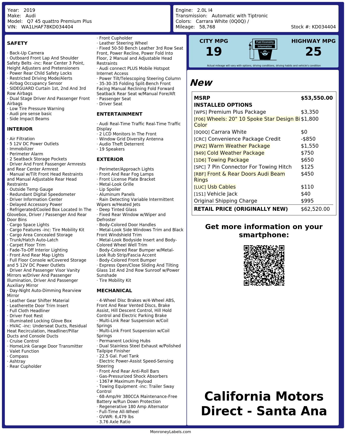 Monroney Label