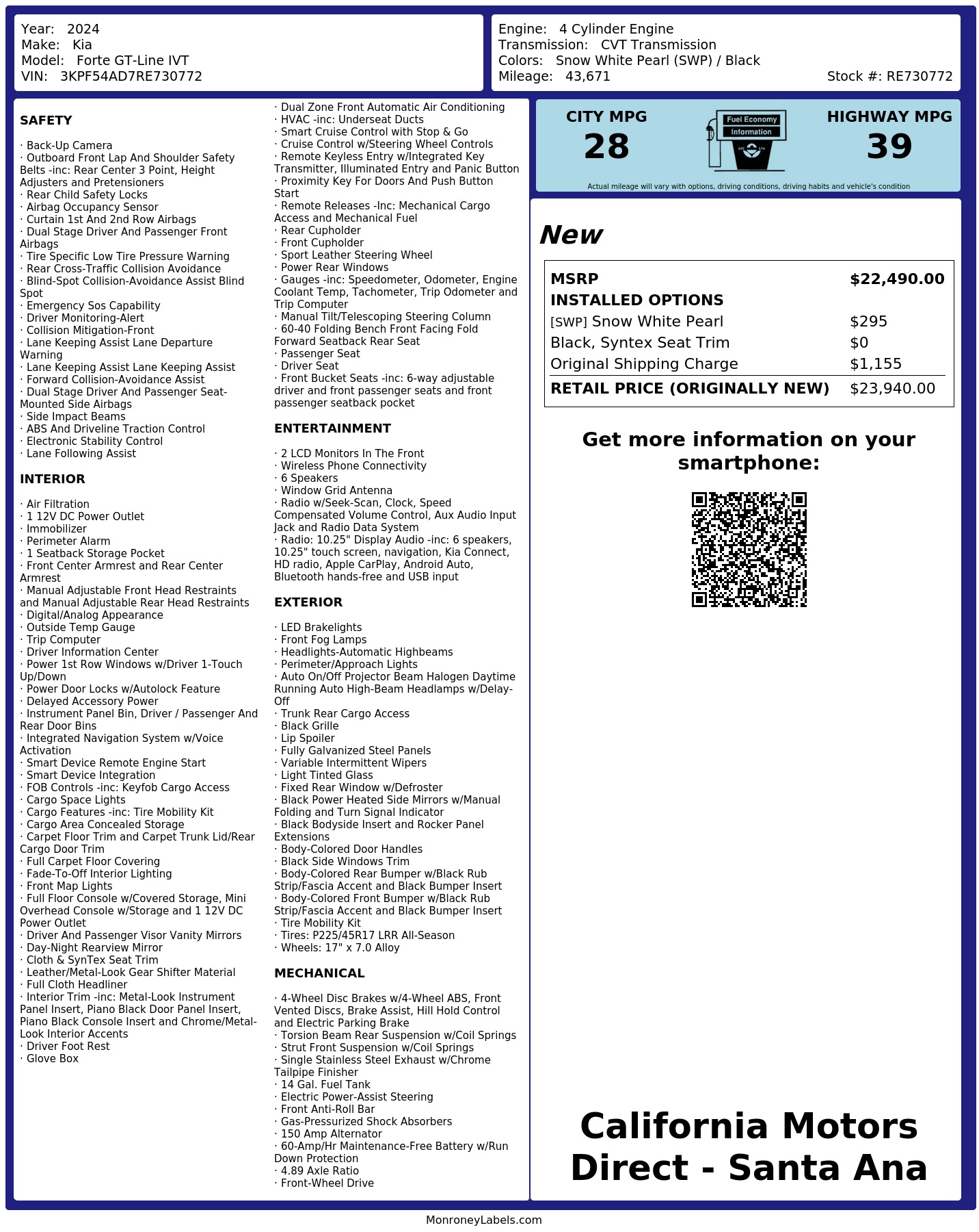 Monroney Label