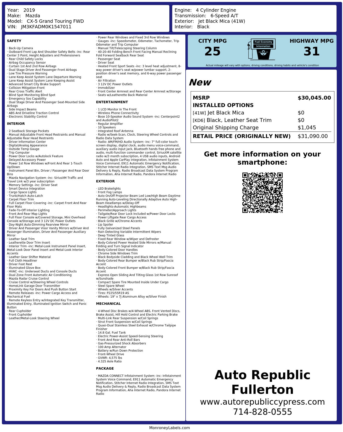 Monroney Label