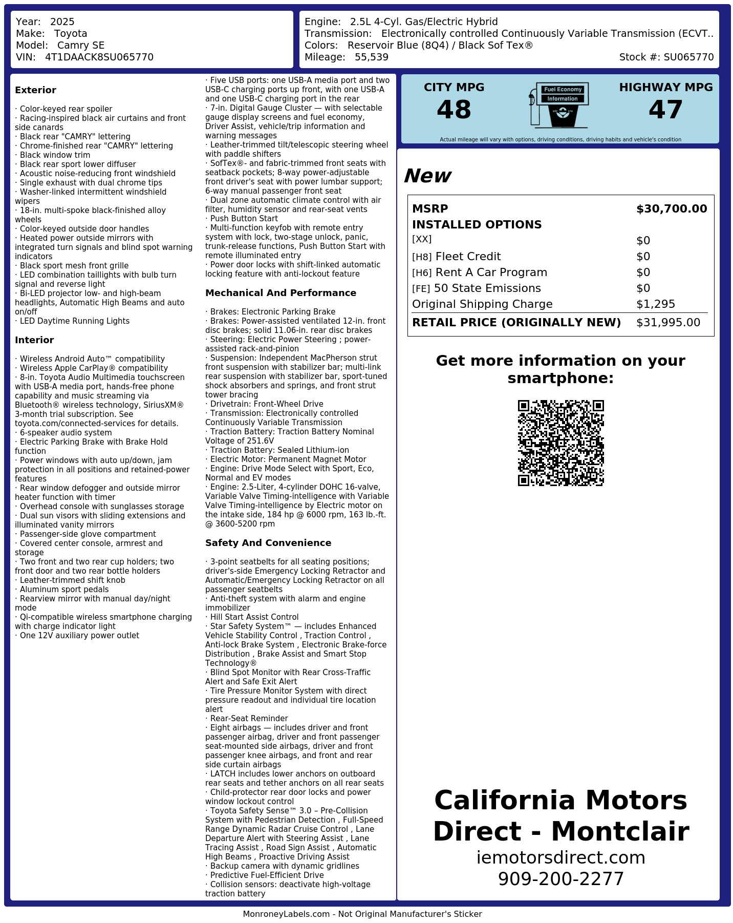 Monroney Label