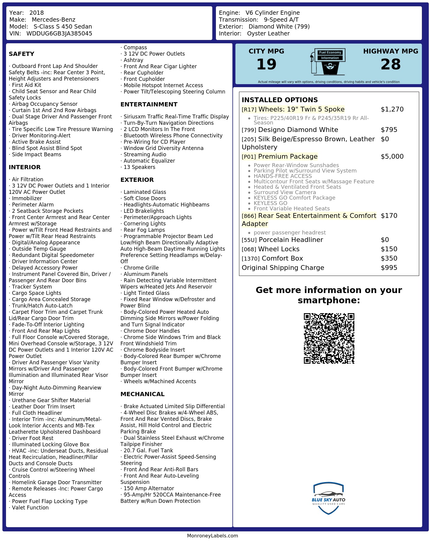 Monroney Label