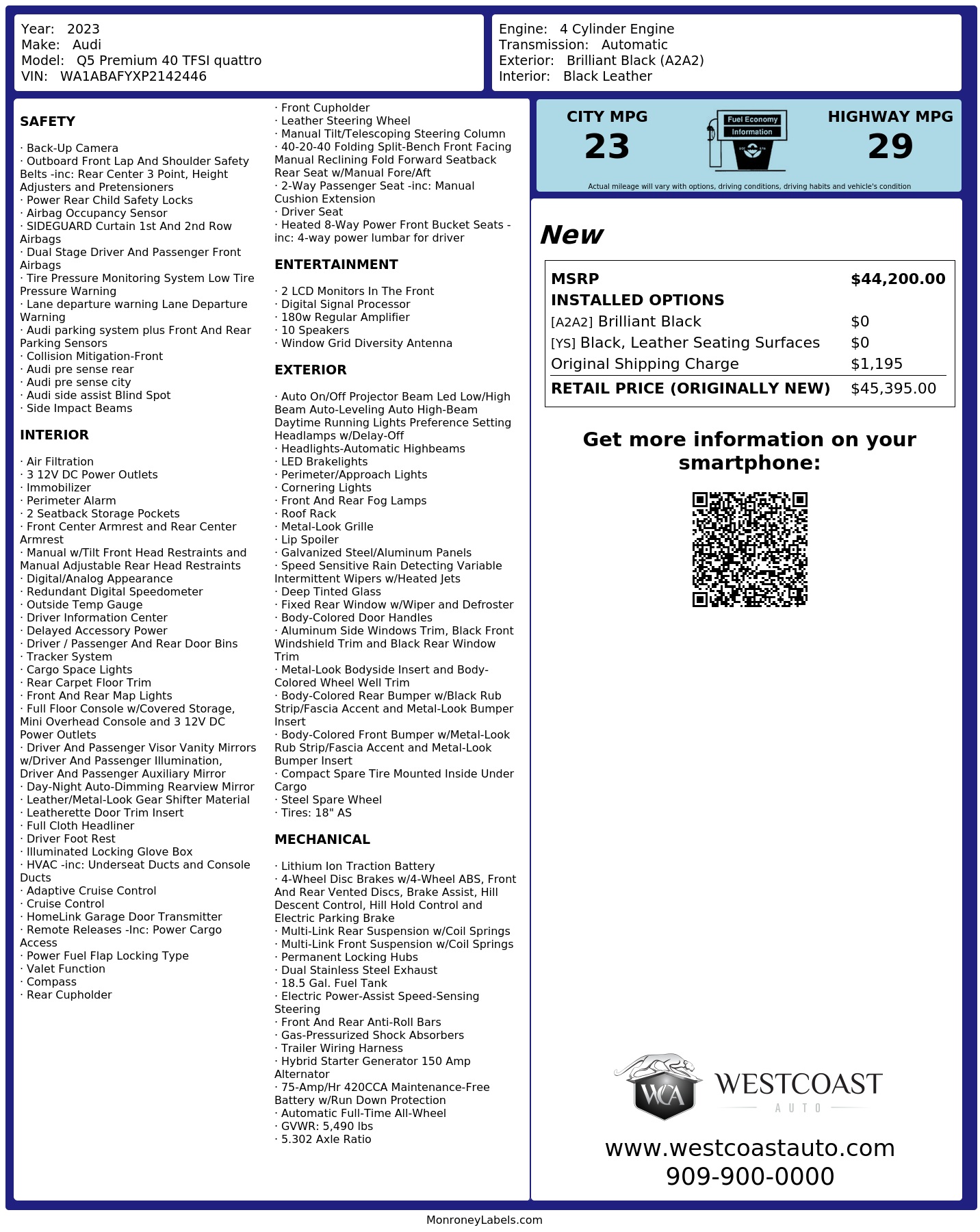 Monroney Label