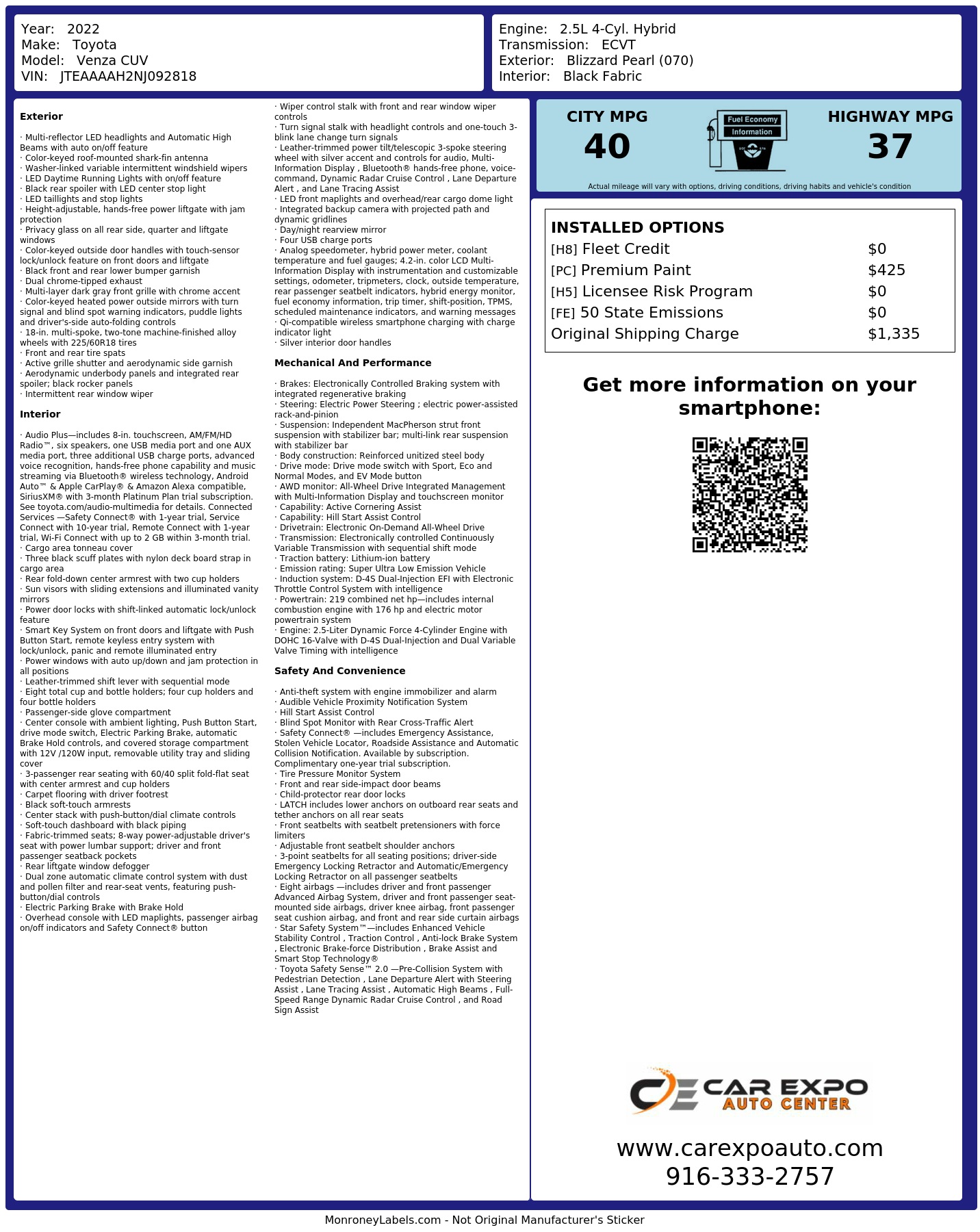 Monroney Label