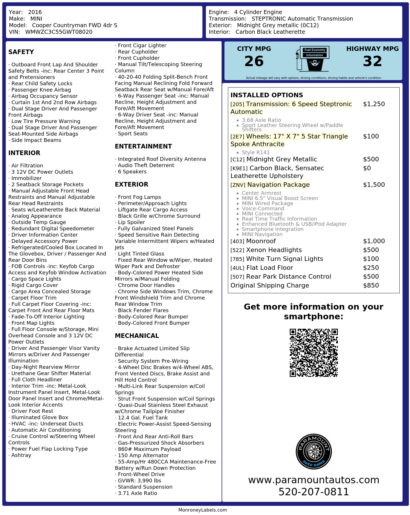 Monroney Label