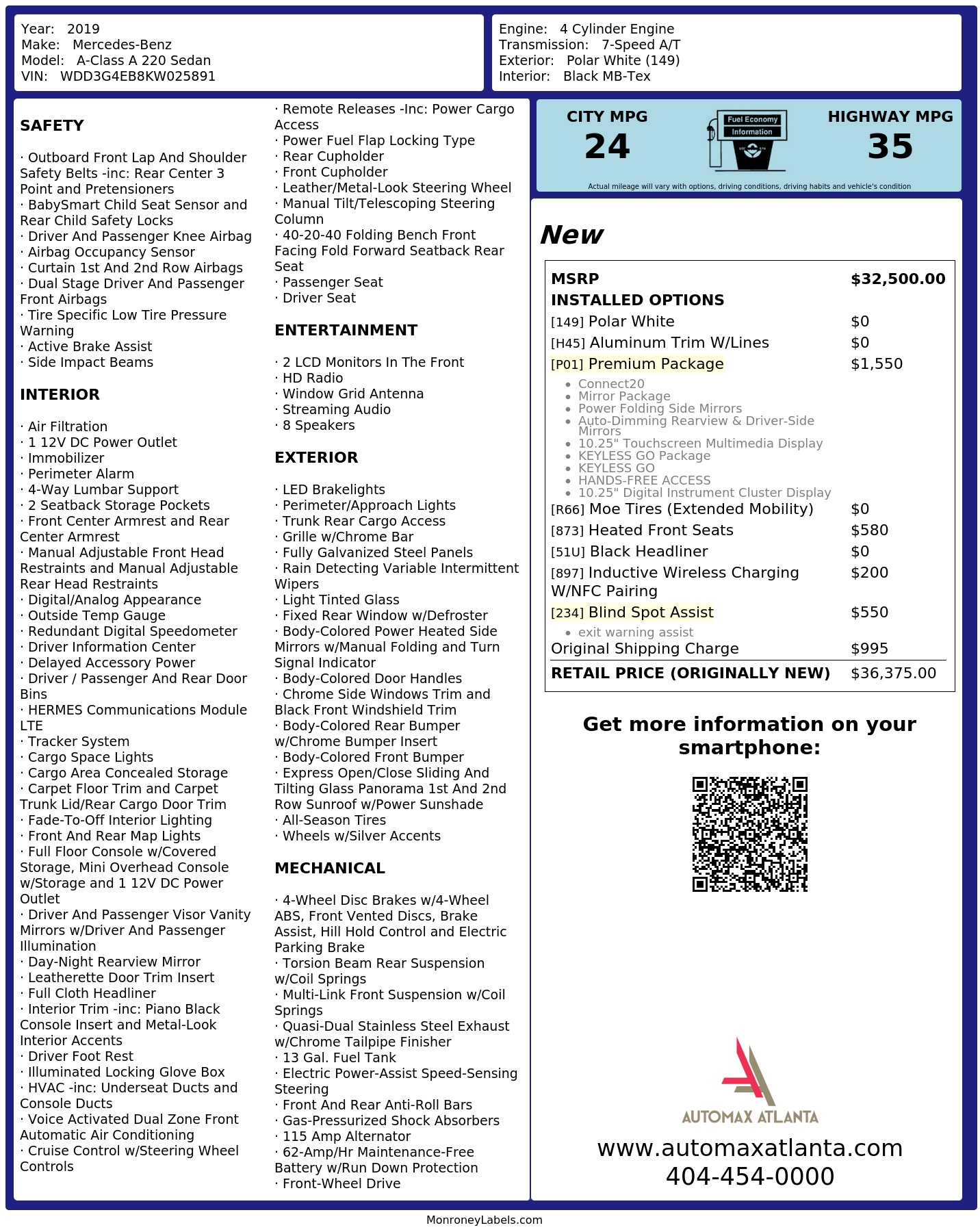 Monroney Label