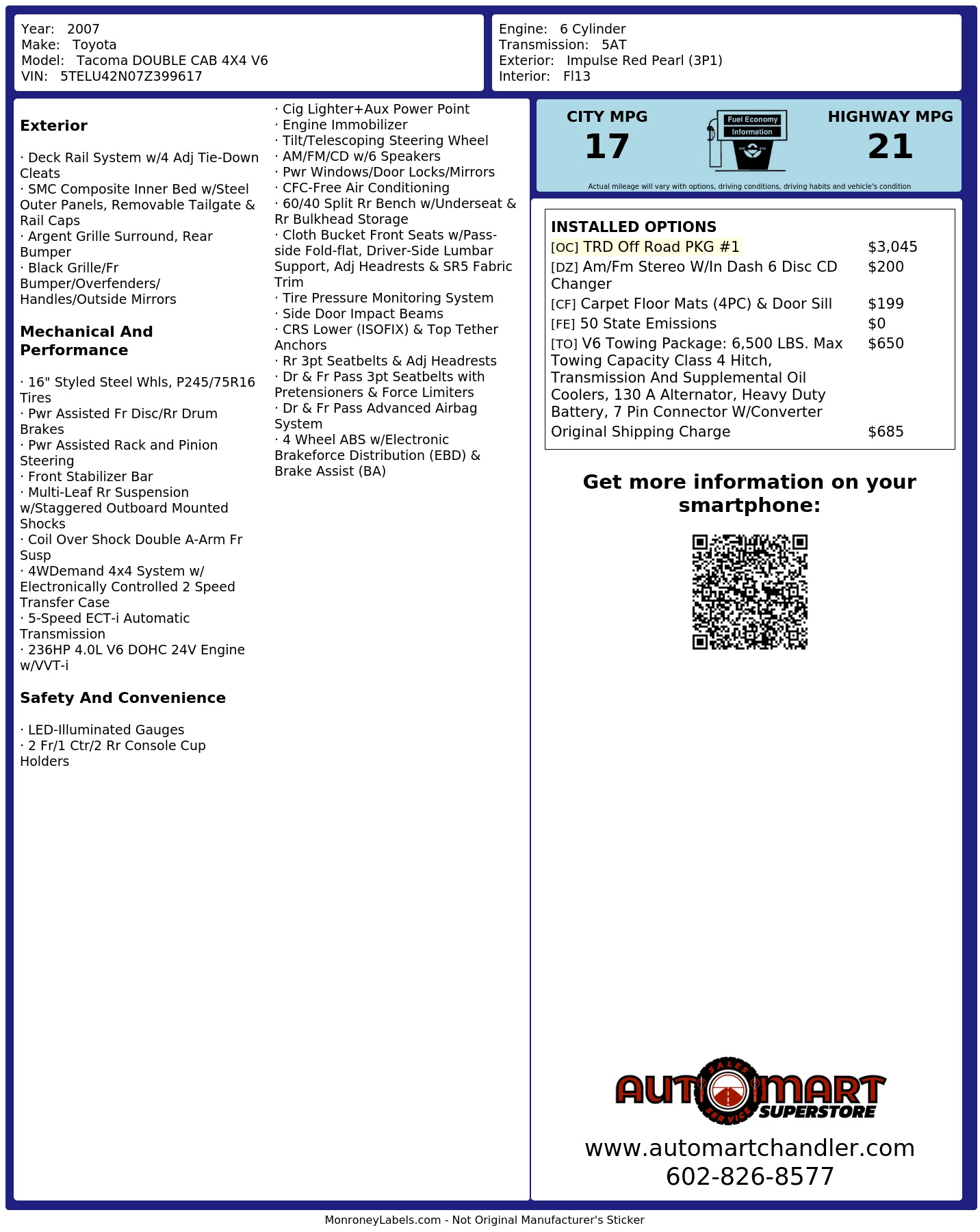 Monroney Label