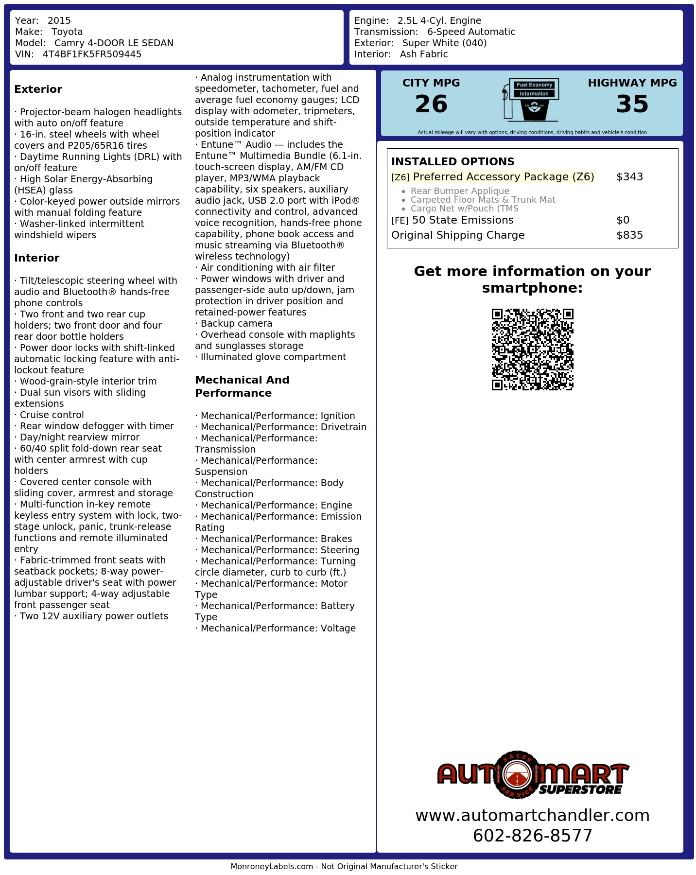Monroney Label