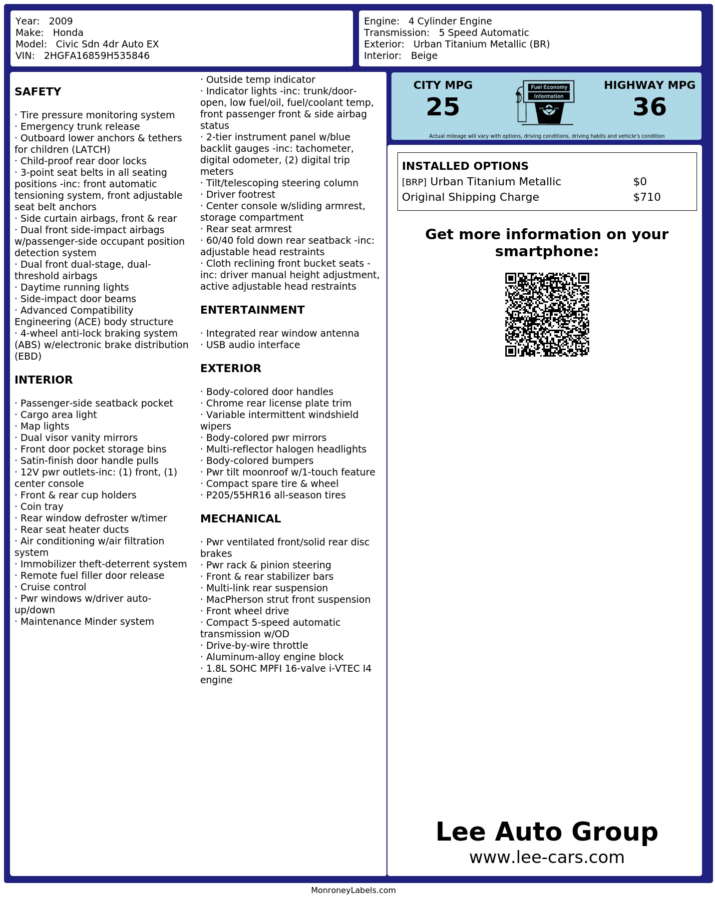 Monroney Label