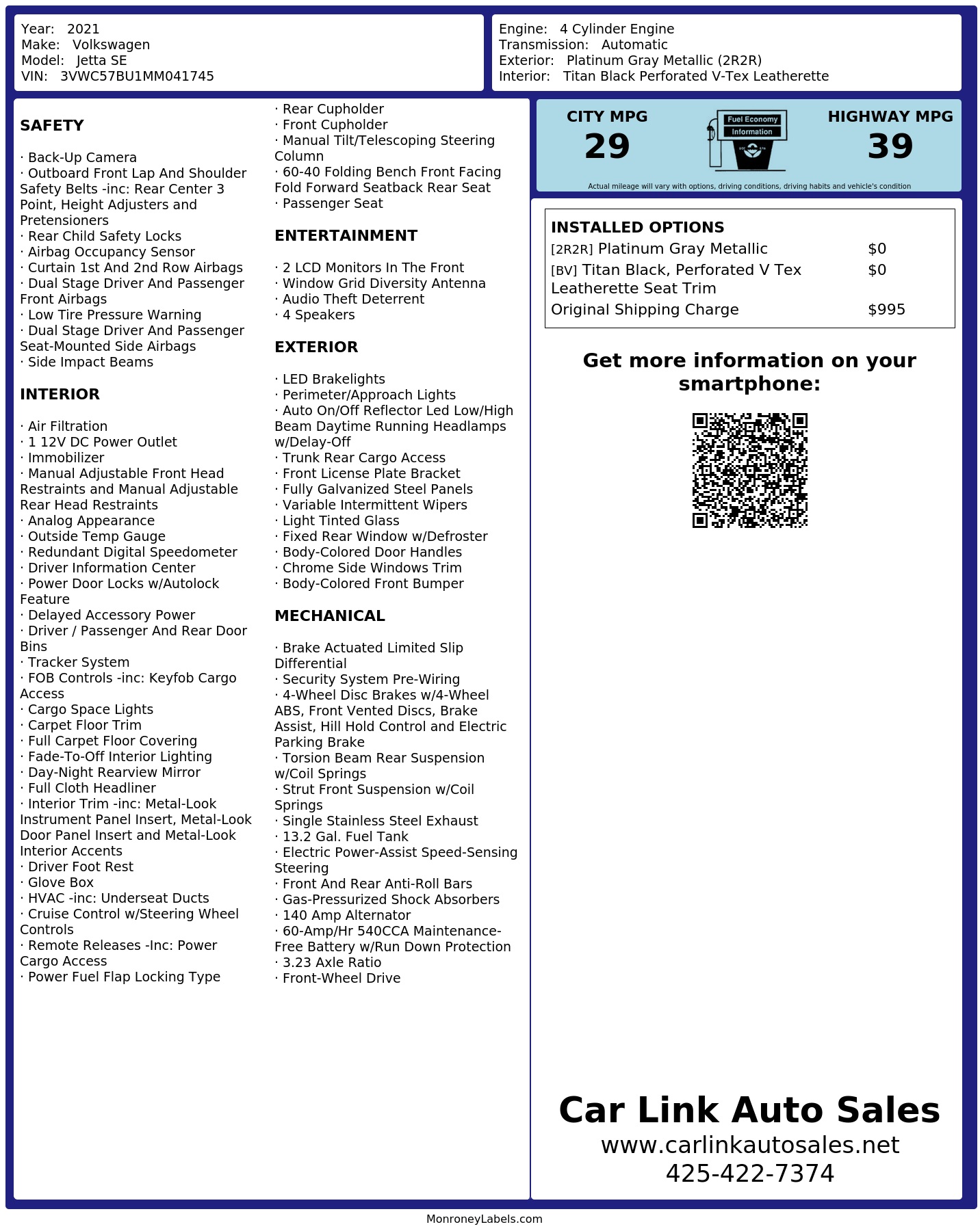 Monroney Label