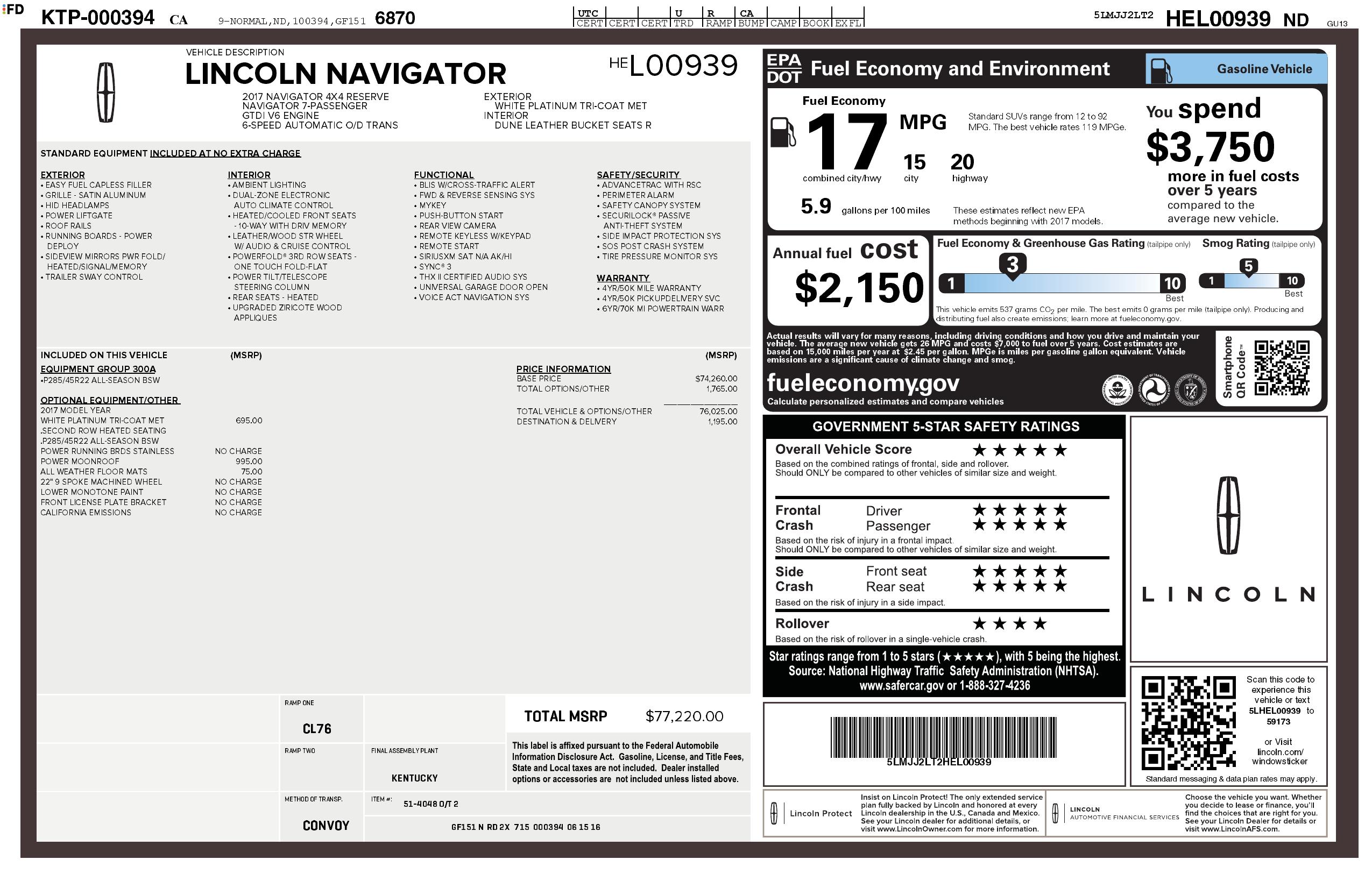 Monroney Label