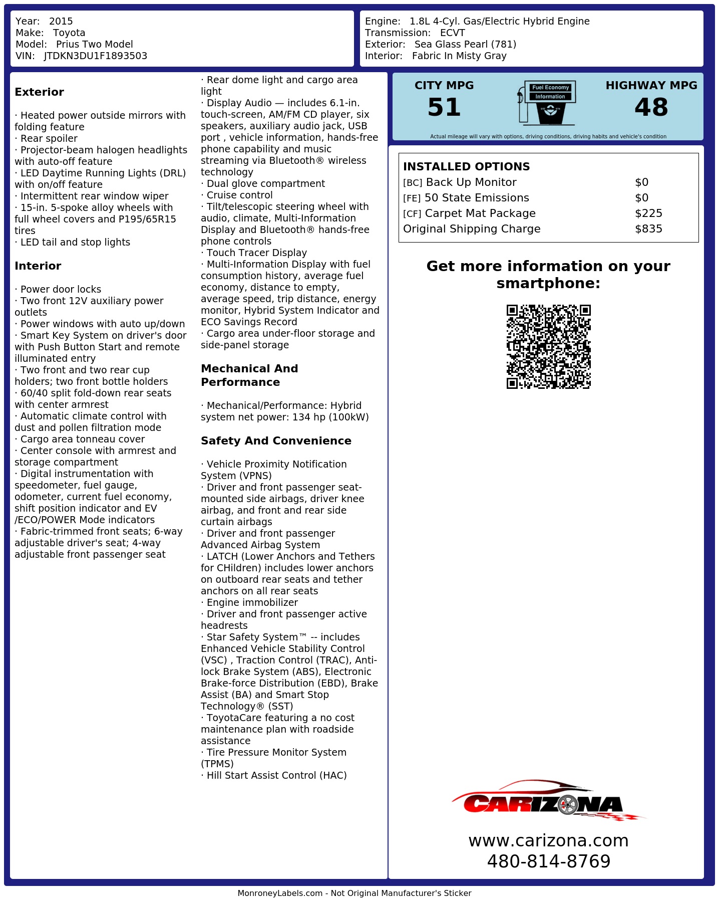 Monroney Label