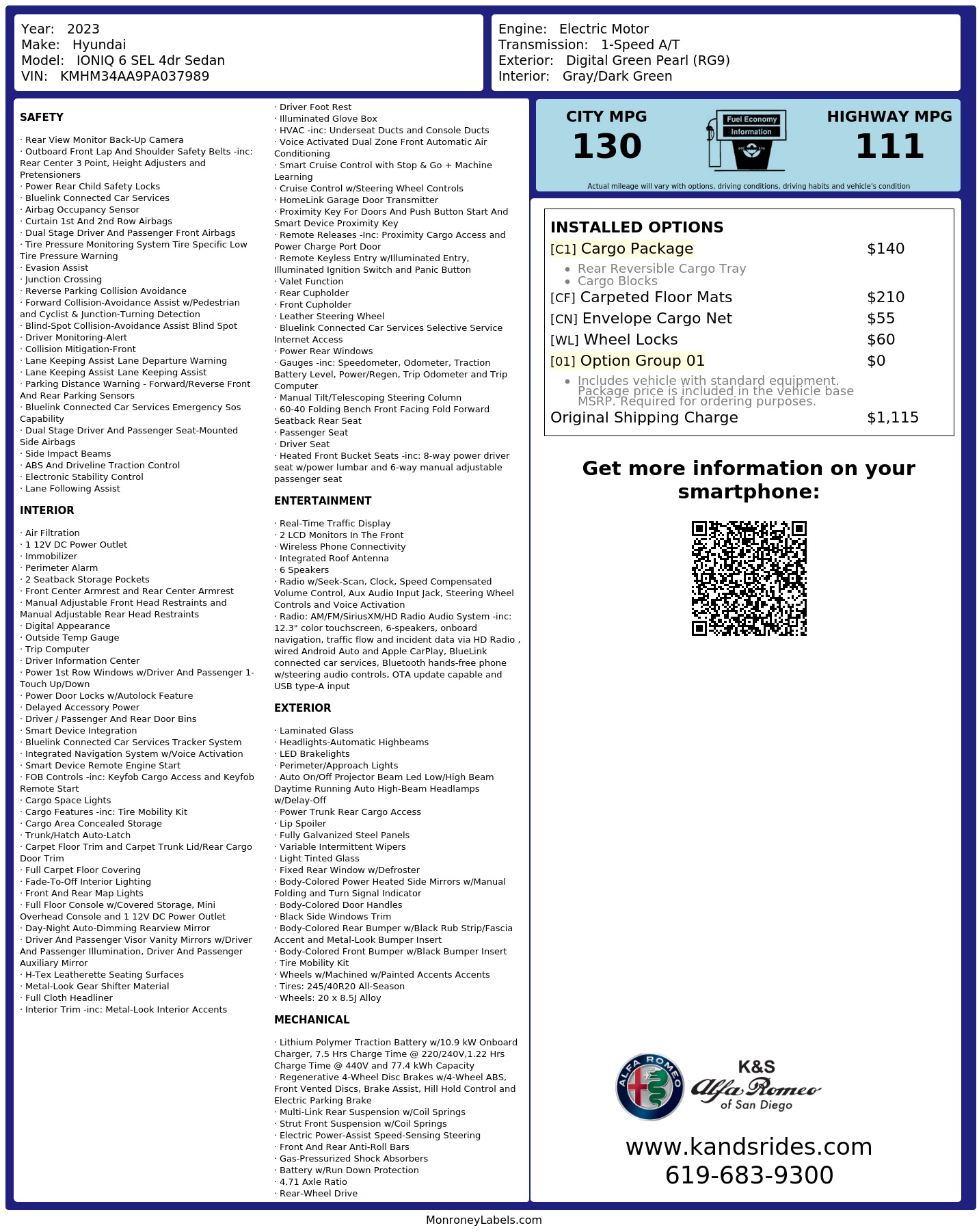 Monroney Label
