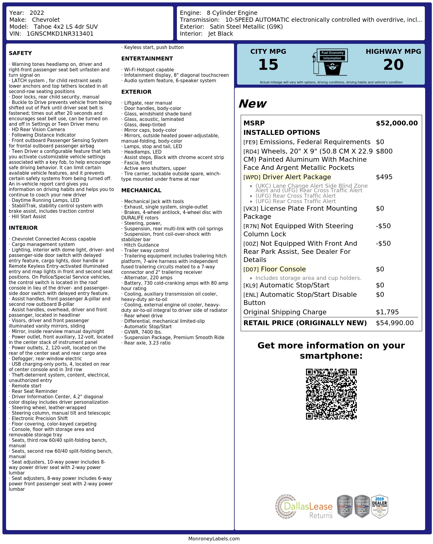 Monroney Label