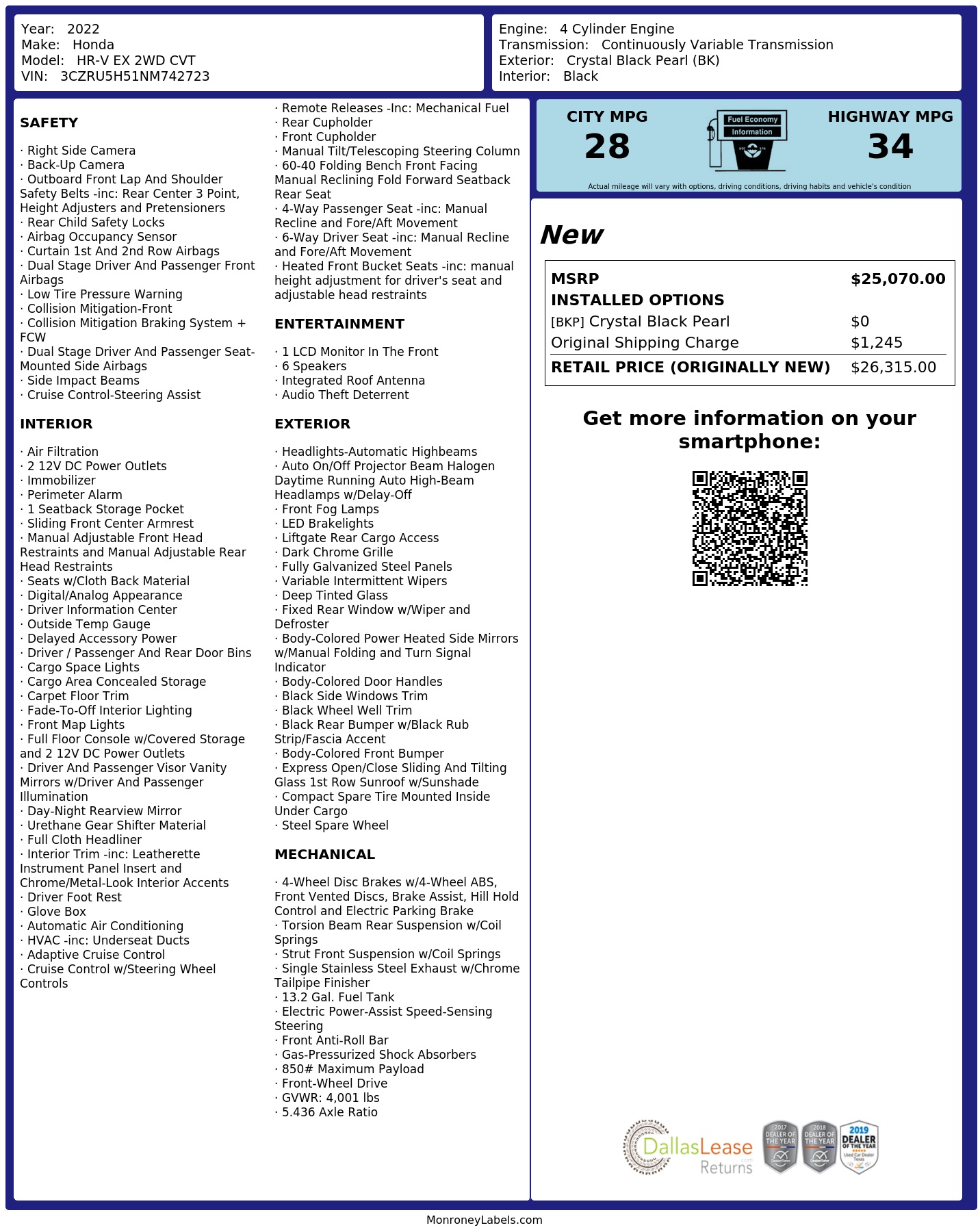 Monroney Label