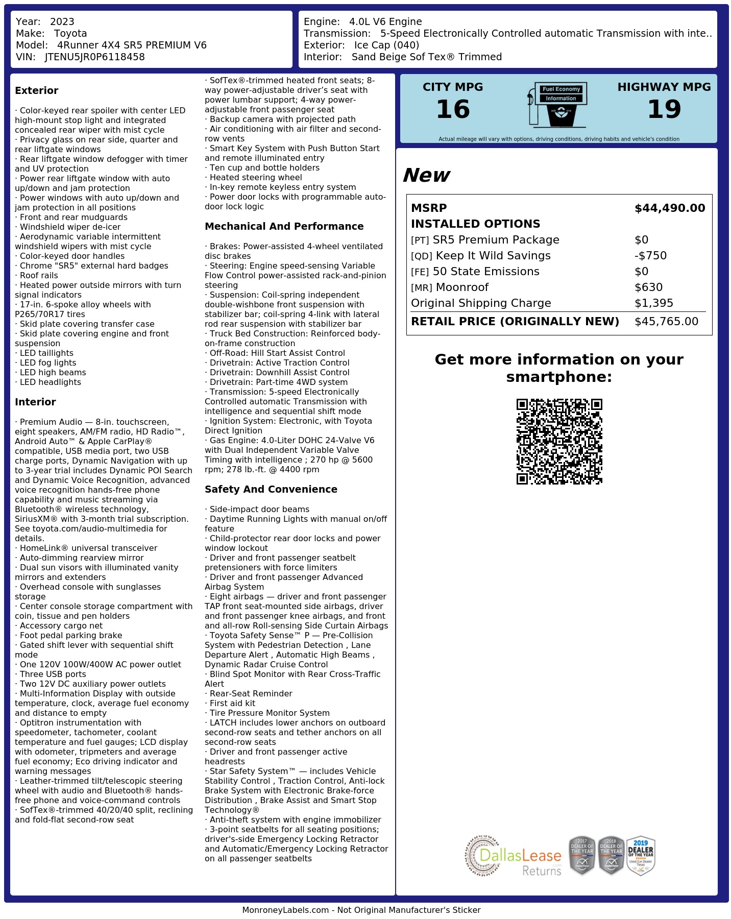 Monroney Label