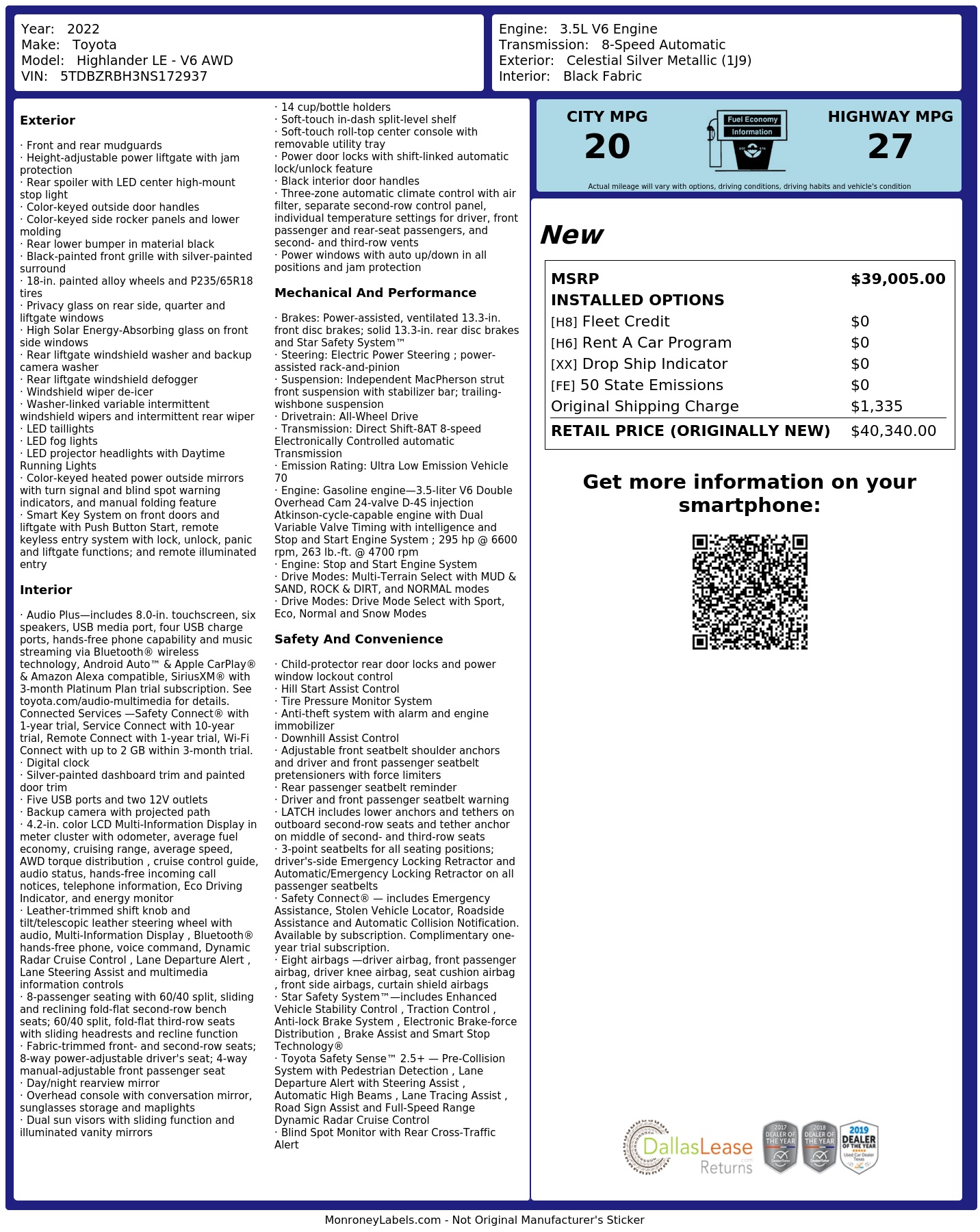 Monroney Label