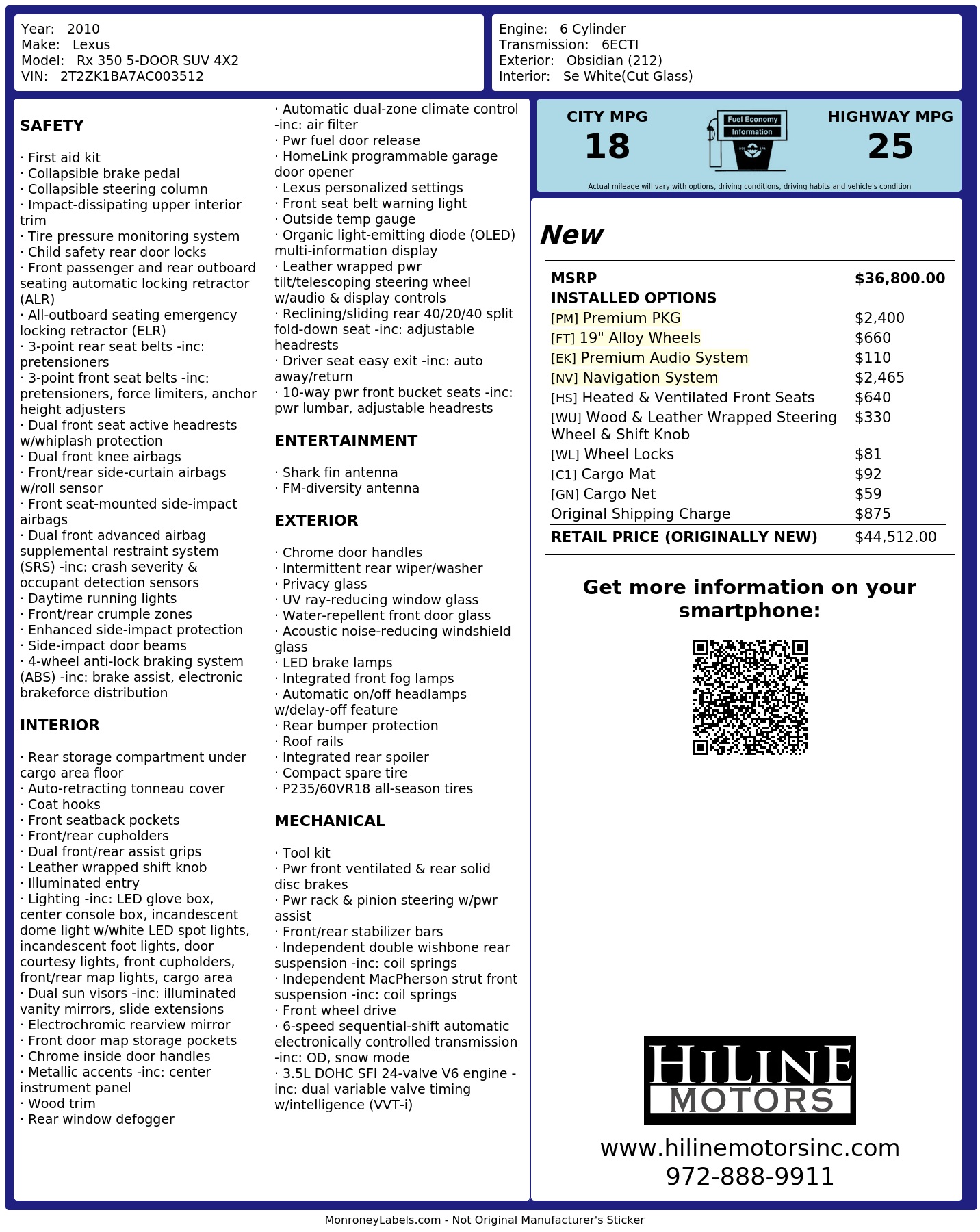 Monroney Label