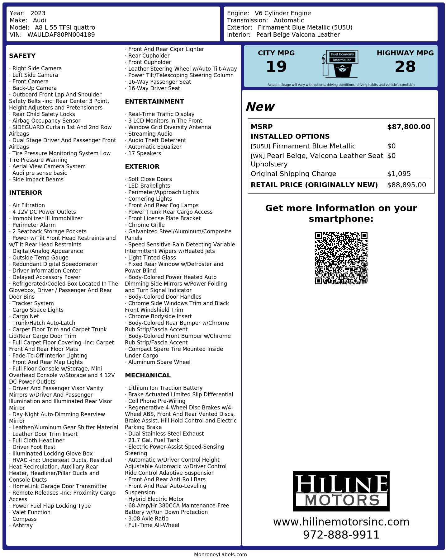 Monroney Label