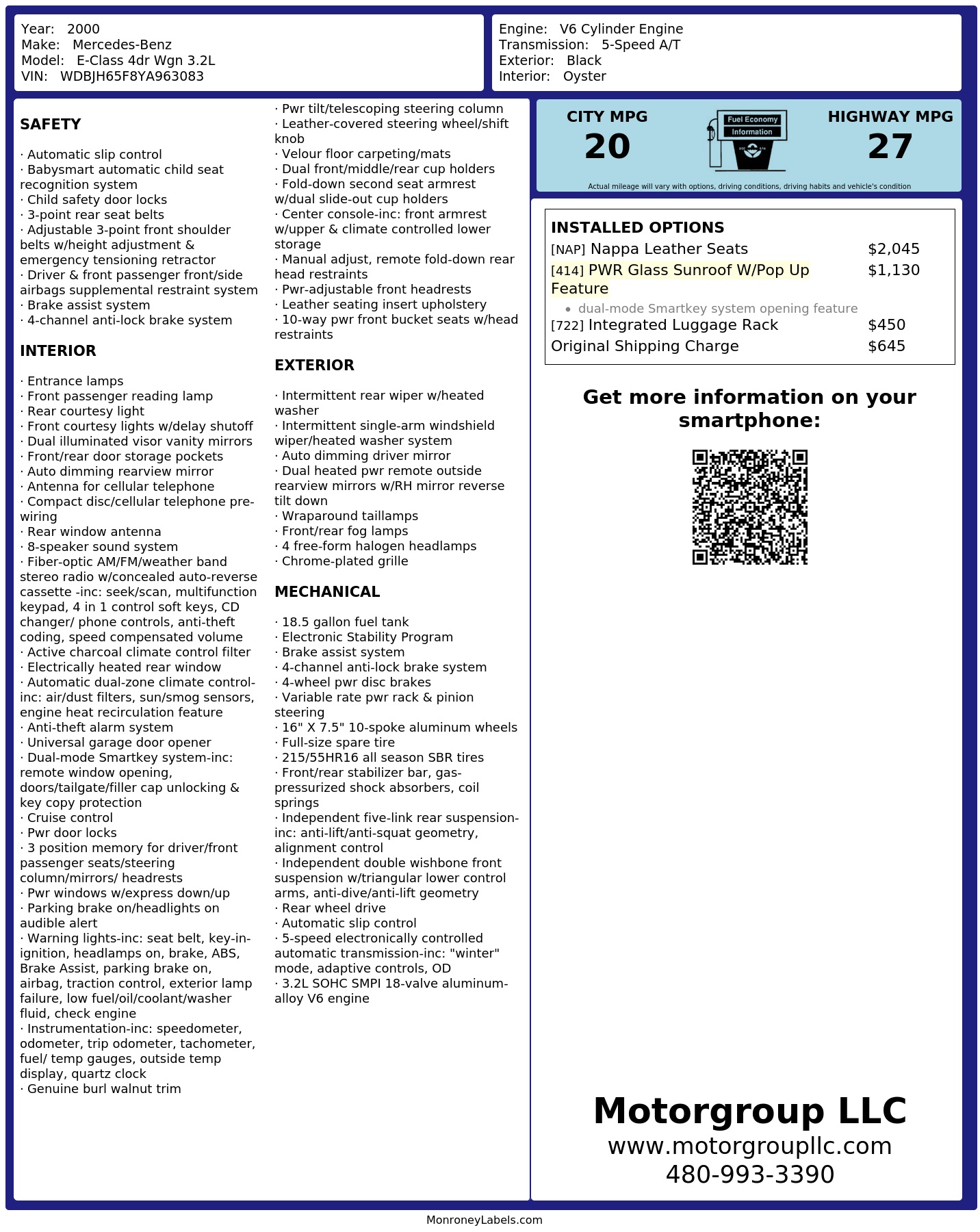 Monroney Label
