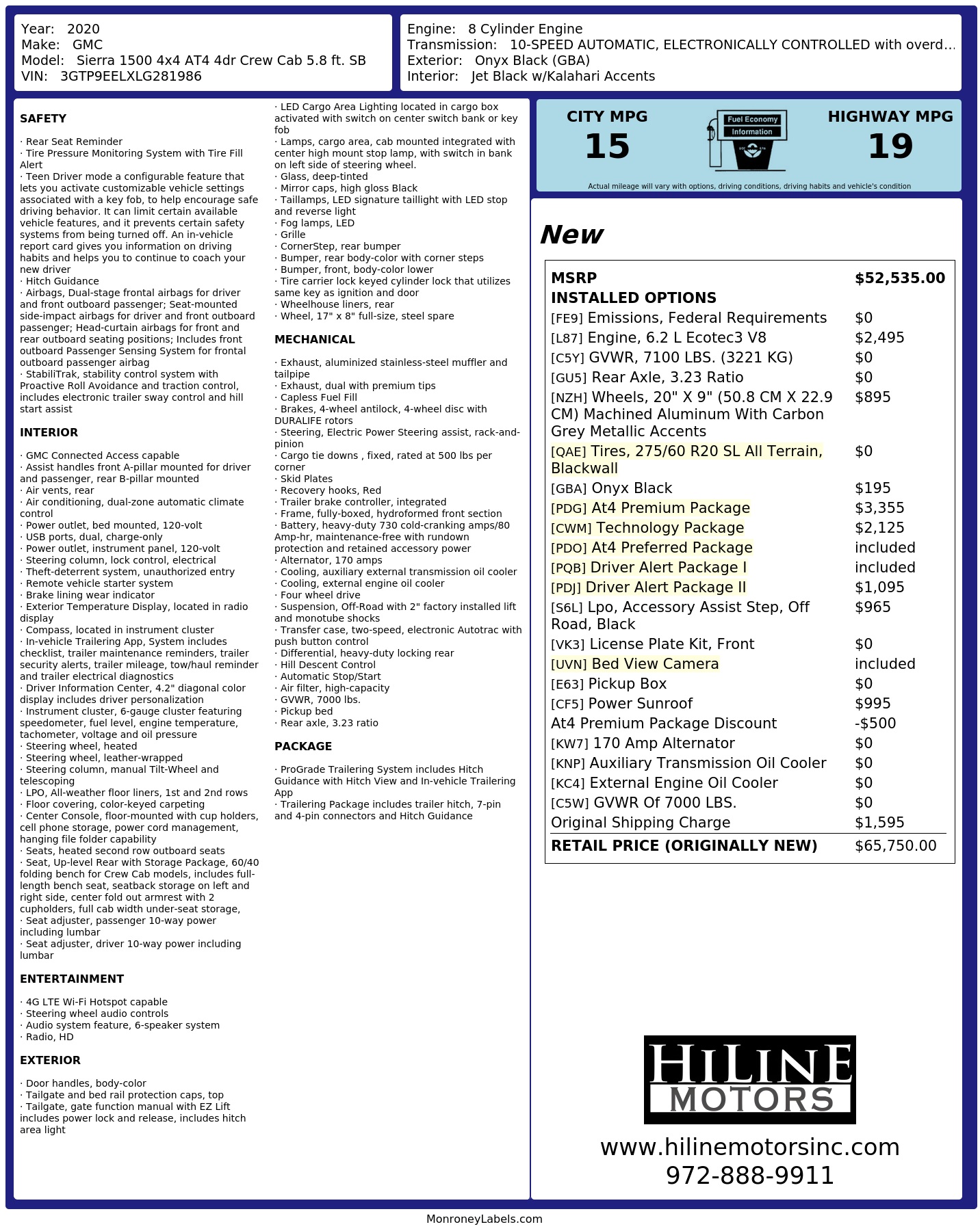 Monroney Label