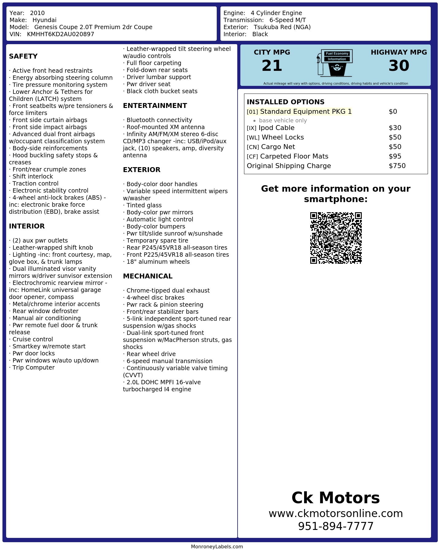 Monroney Label