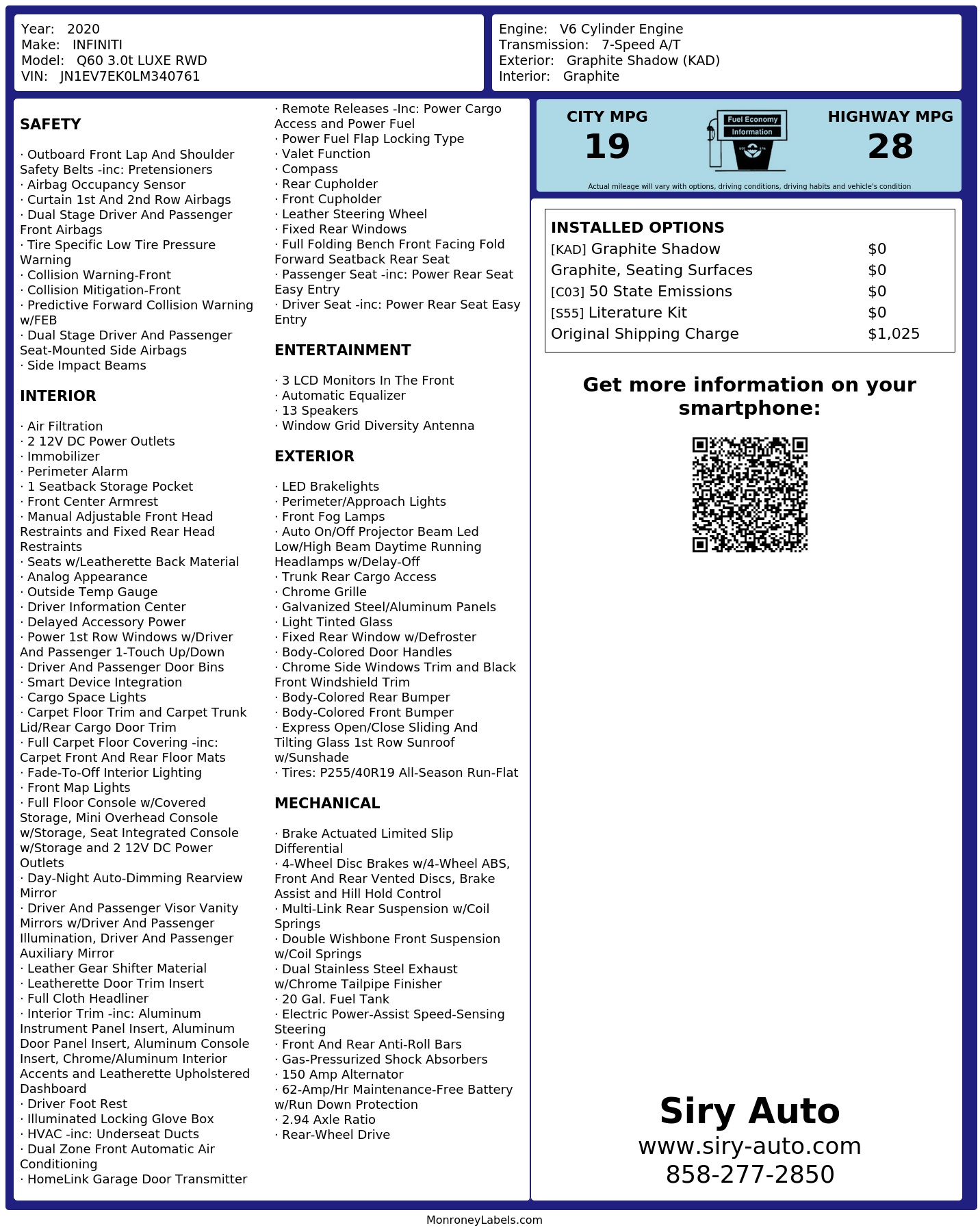 Monroney Label